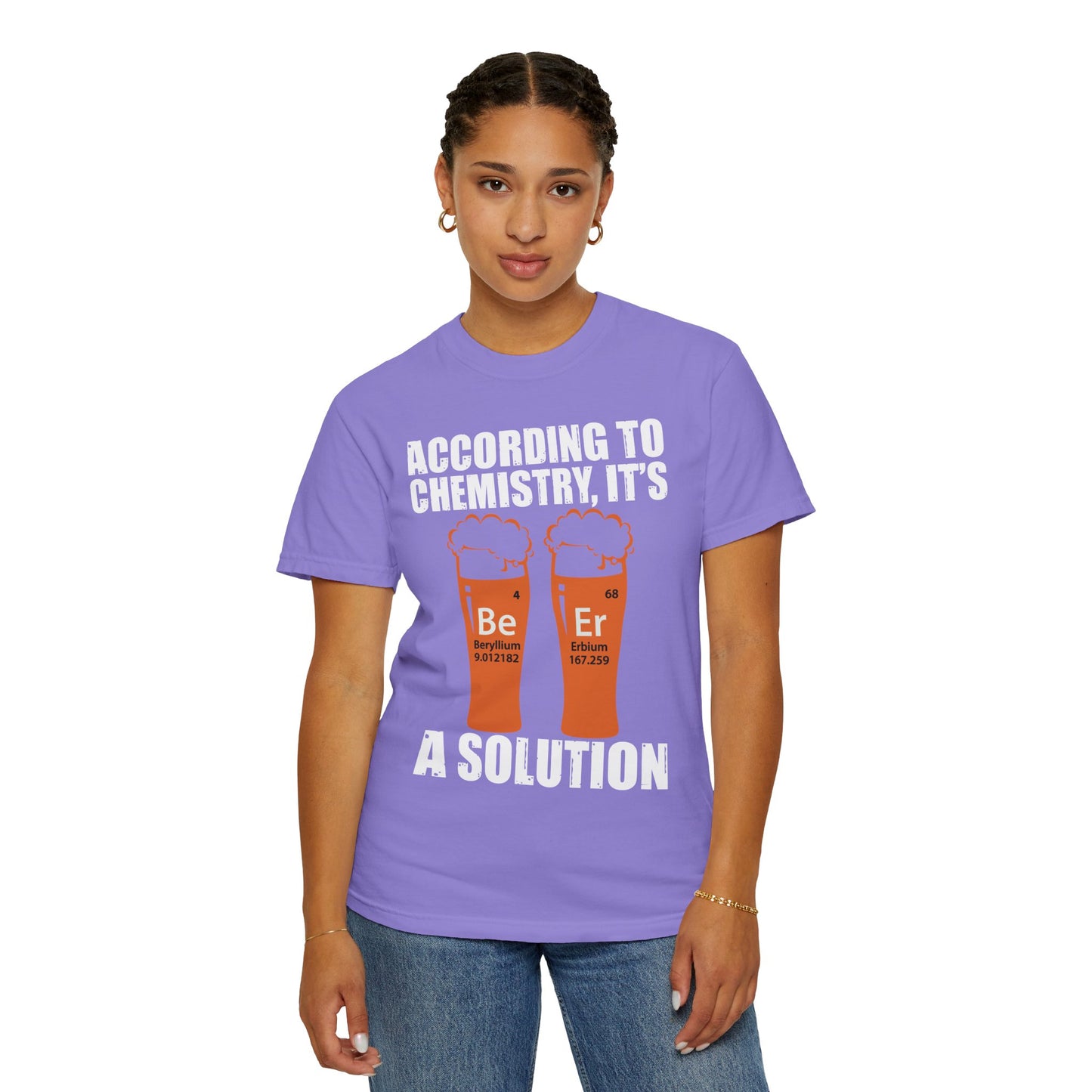 Viral Science BeEr Chemistry T-Shirt - Periodic Table Elements Graphic Comfort Colors Ring Spun Cotton Tee - Gift for Science Nerds