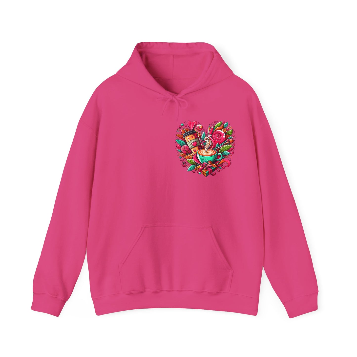 Urban Brew: Vibrant Graffiti Coffee Love Heart Hoodie