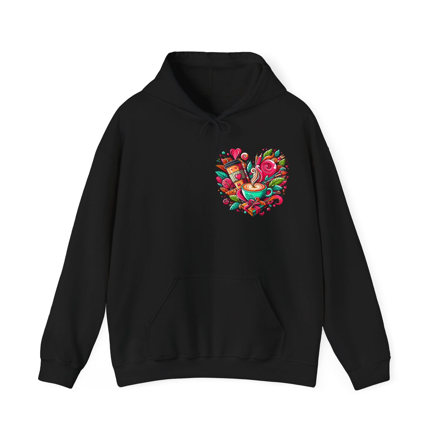 Urban Brew: Vibrant Graffiti Coffee Love Heart Hoodie