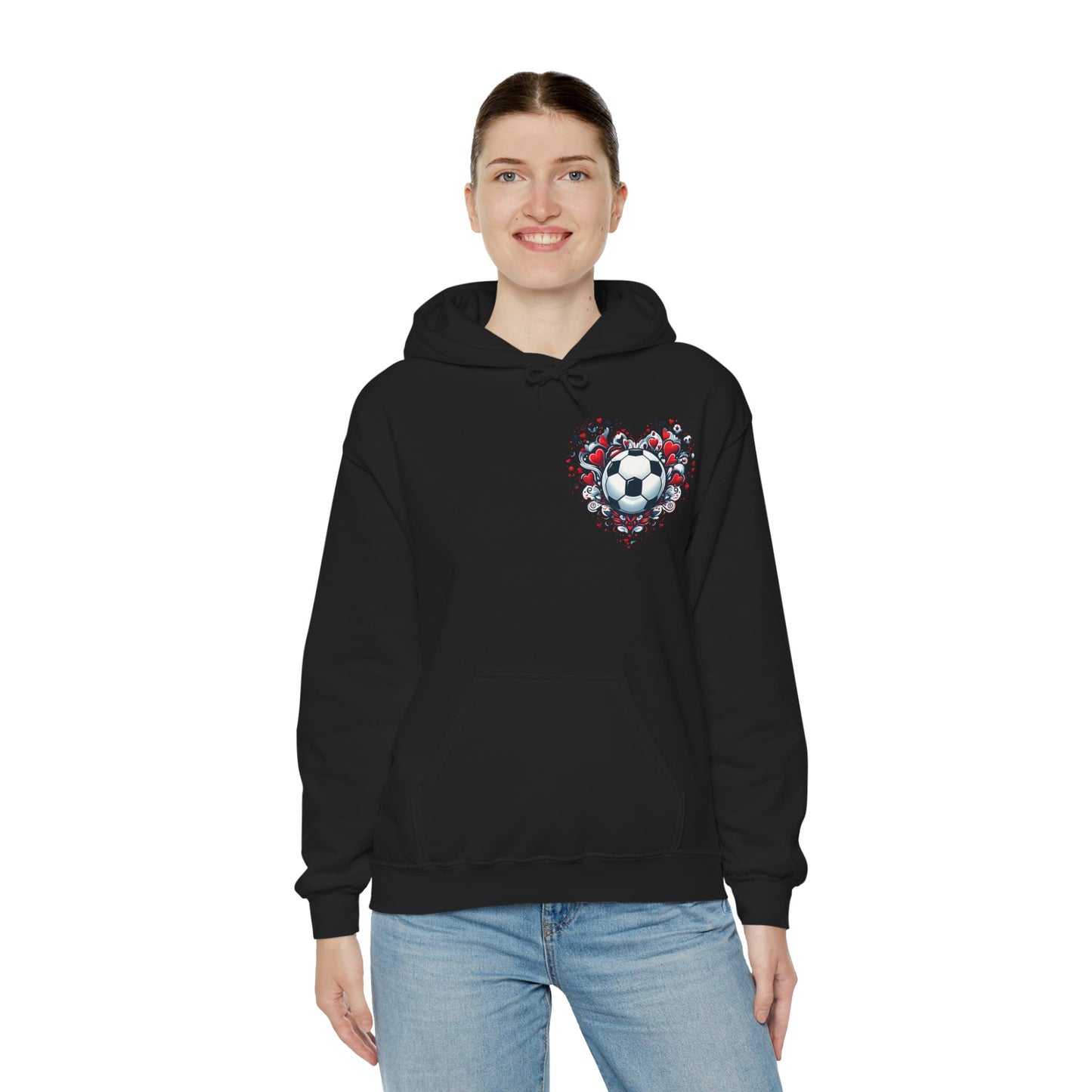 Love the Game Soccer Heart Hoodie | Minimalist Left-Chest Print | Soccer Mom & Fan Gift