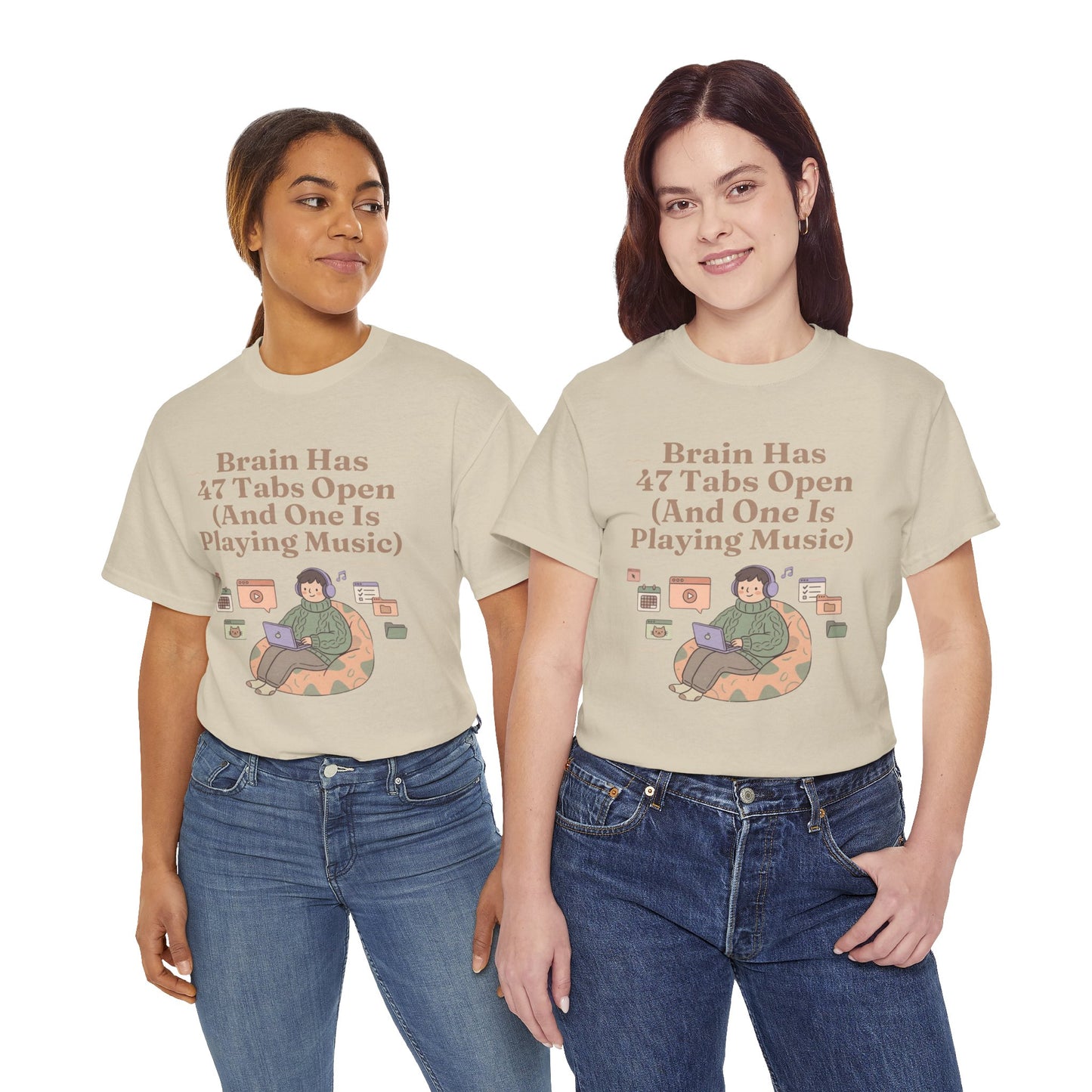 ADHD Lofi Aesthetic: 'Brain Has 47 Tabs Open (And One Is Playing Music)' Graphic Tee