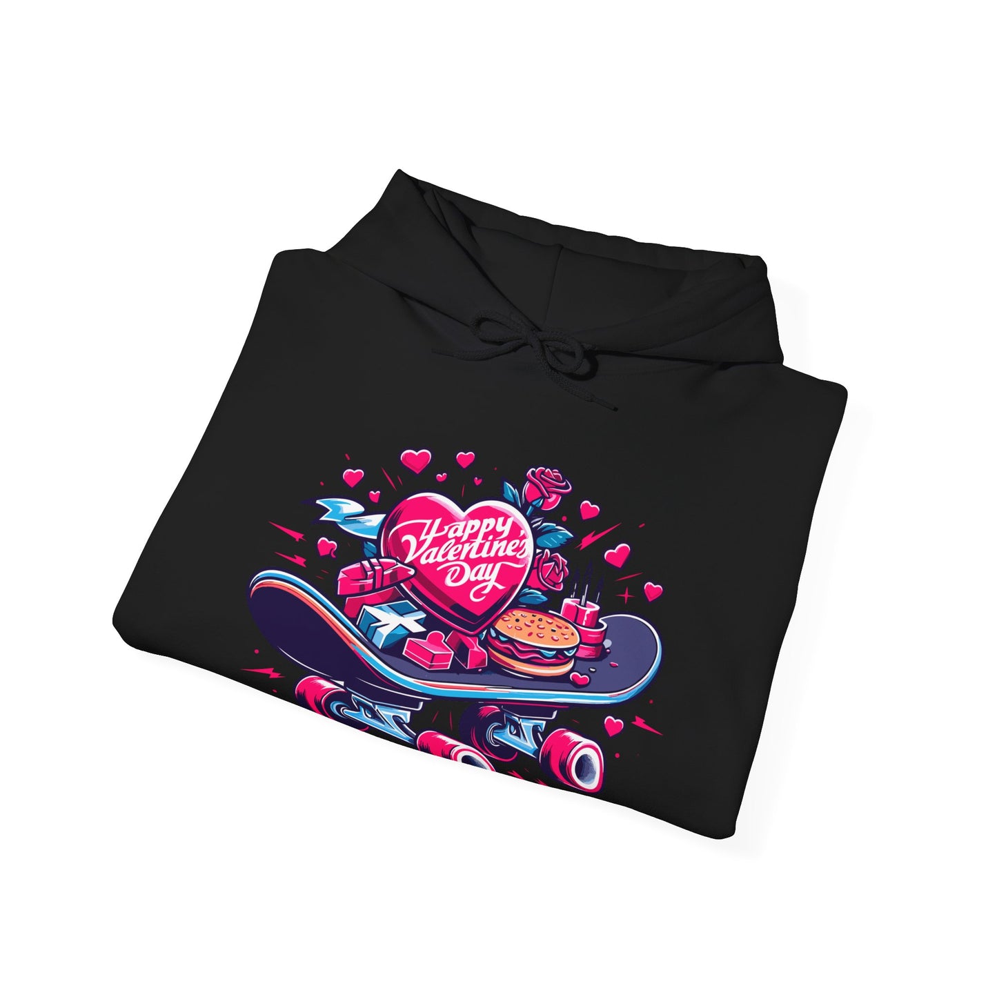 Skateboard Valentine's Hoodie | Edgy "Ride & Love" Graphic Sweatshirt | Funny Skater Gift