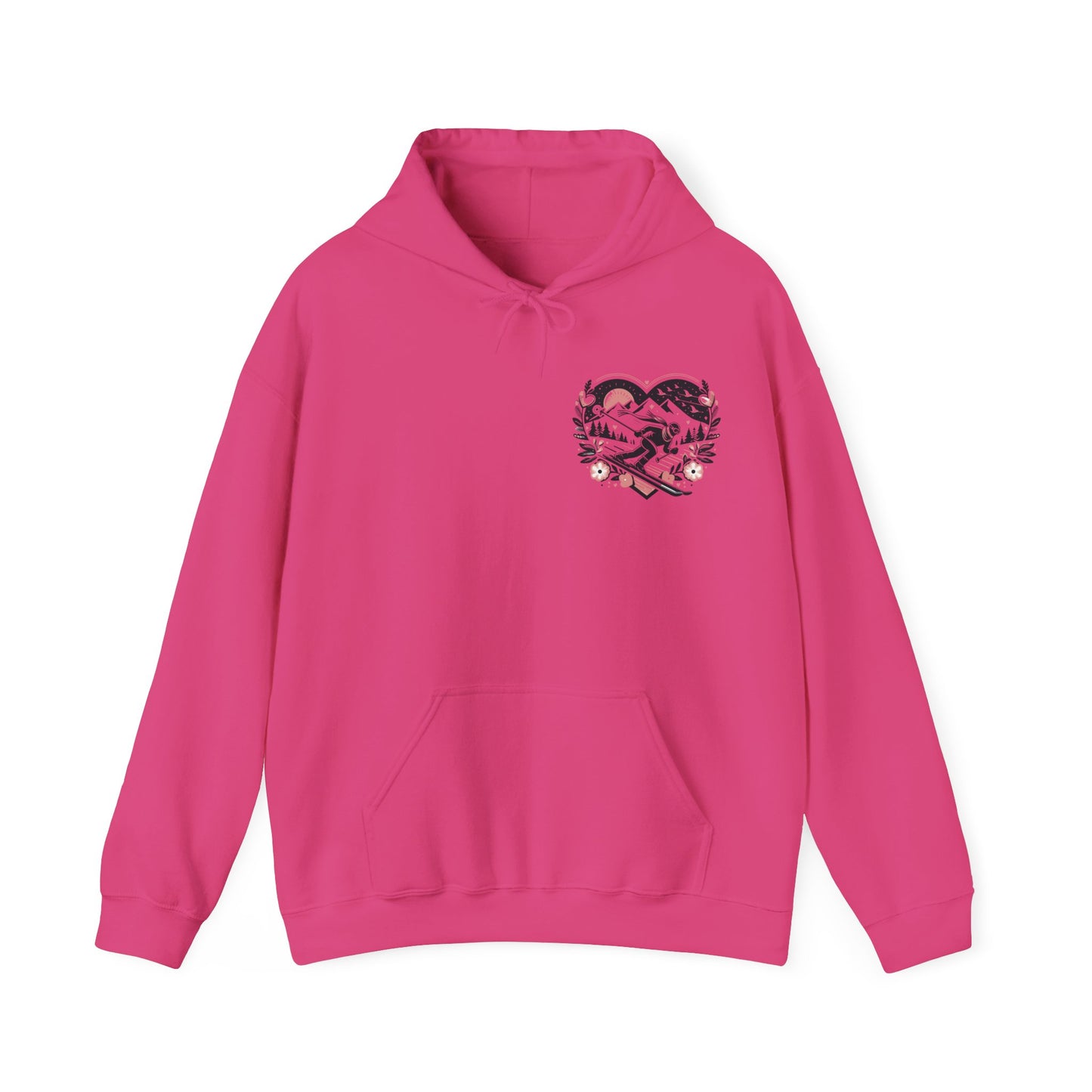 Love the Slopes" Skiing Hoodie | Mountain Heart Illustrated Sweatshirt | Après Ski & Winter Sports Gift