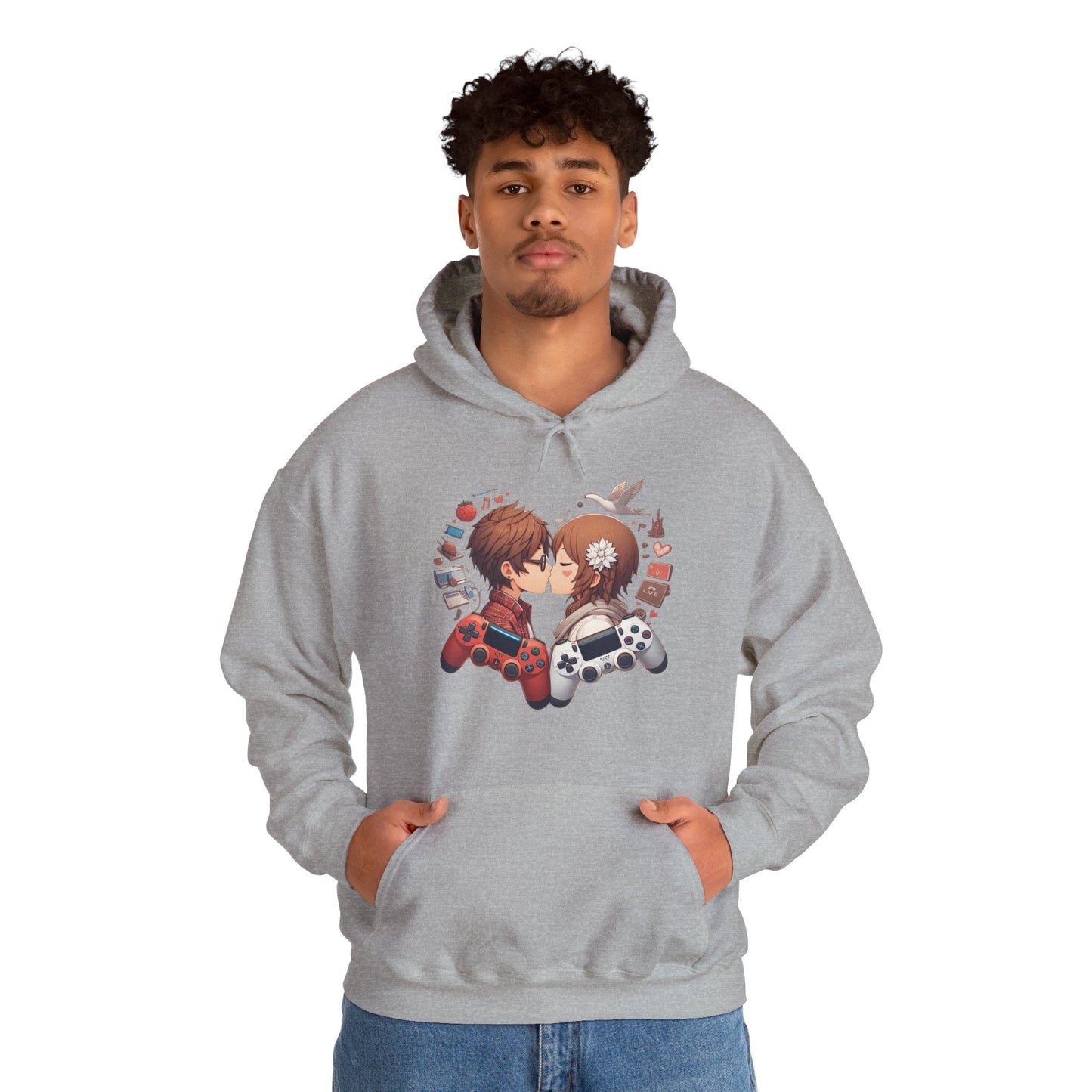 Retro Cyberpunk Gaming Couple Hoodie | Kawaii Valentine's Day Gamer Gift