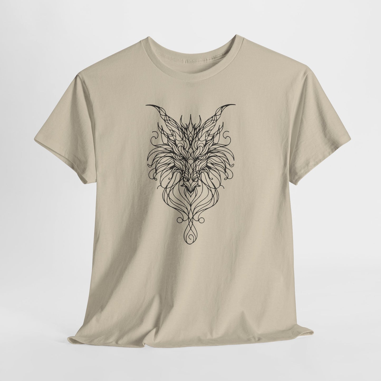 Dragon Line Art Shirt | Mythical Creature Sketch Tee | Minimalist Tattoo Style Top | Intricate Fantasy Art Gift | Unisex White T-Shirt