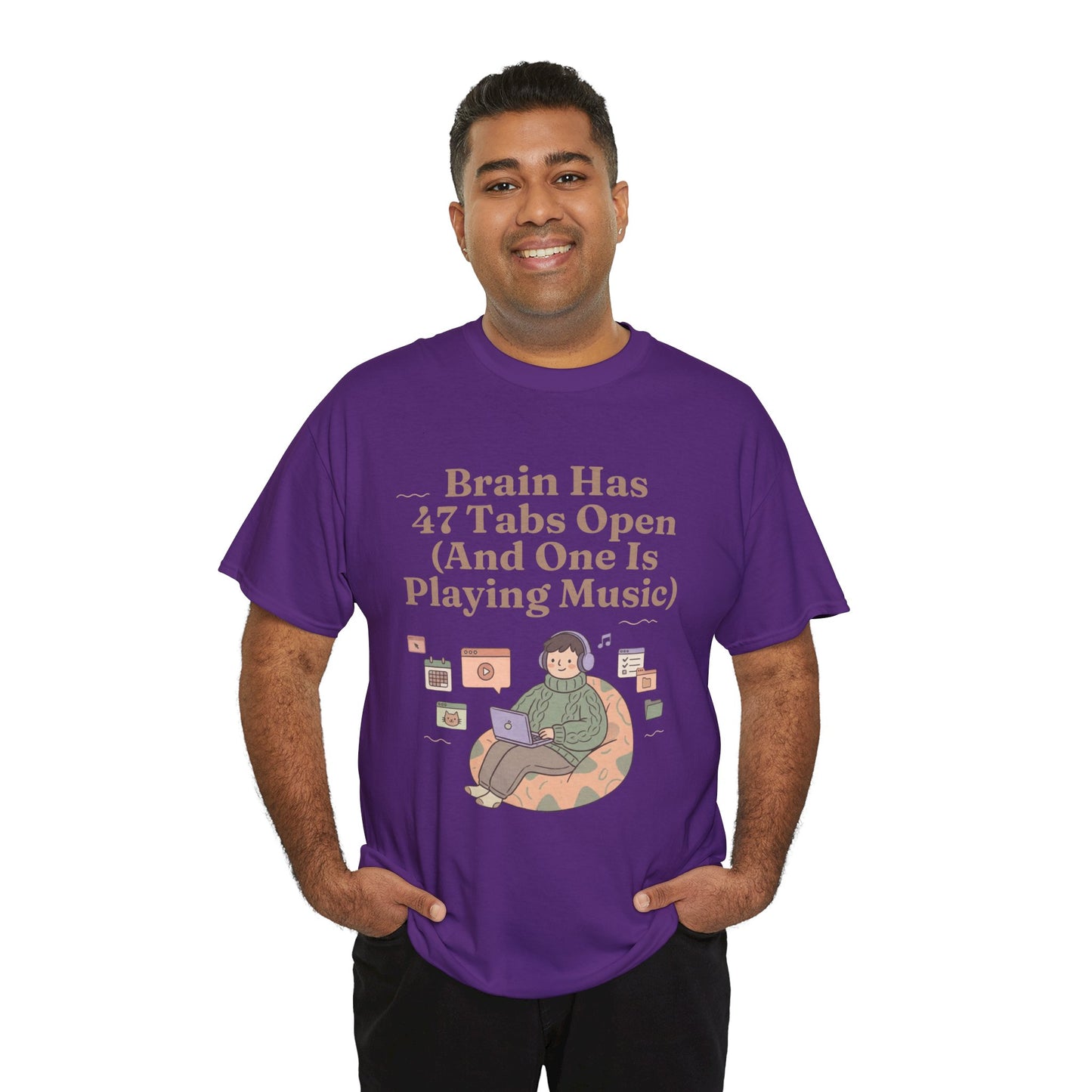 ADHD Lofi Aesthetic: 'Brain Has 47 Tabs Open (And One Is Playing Music)' Graphic Tee