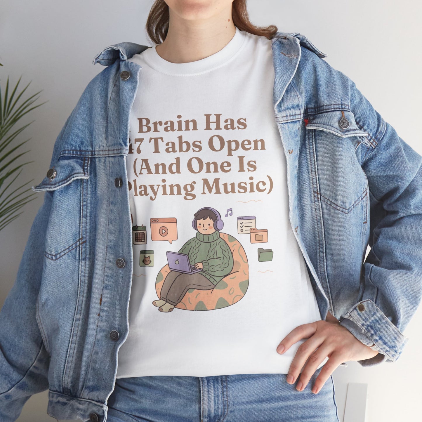 ADHD Lofi Aesthetic: 'Brain Has 47 Tabs Open (And One Is Playing Music)' Graphic Tee