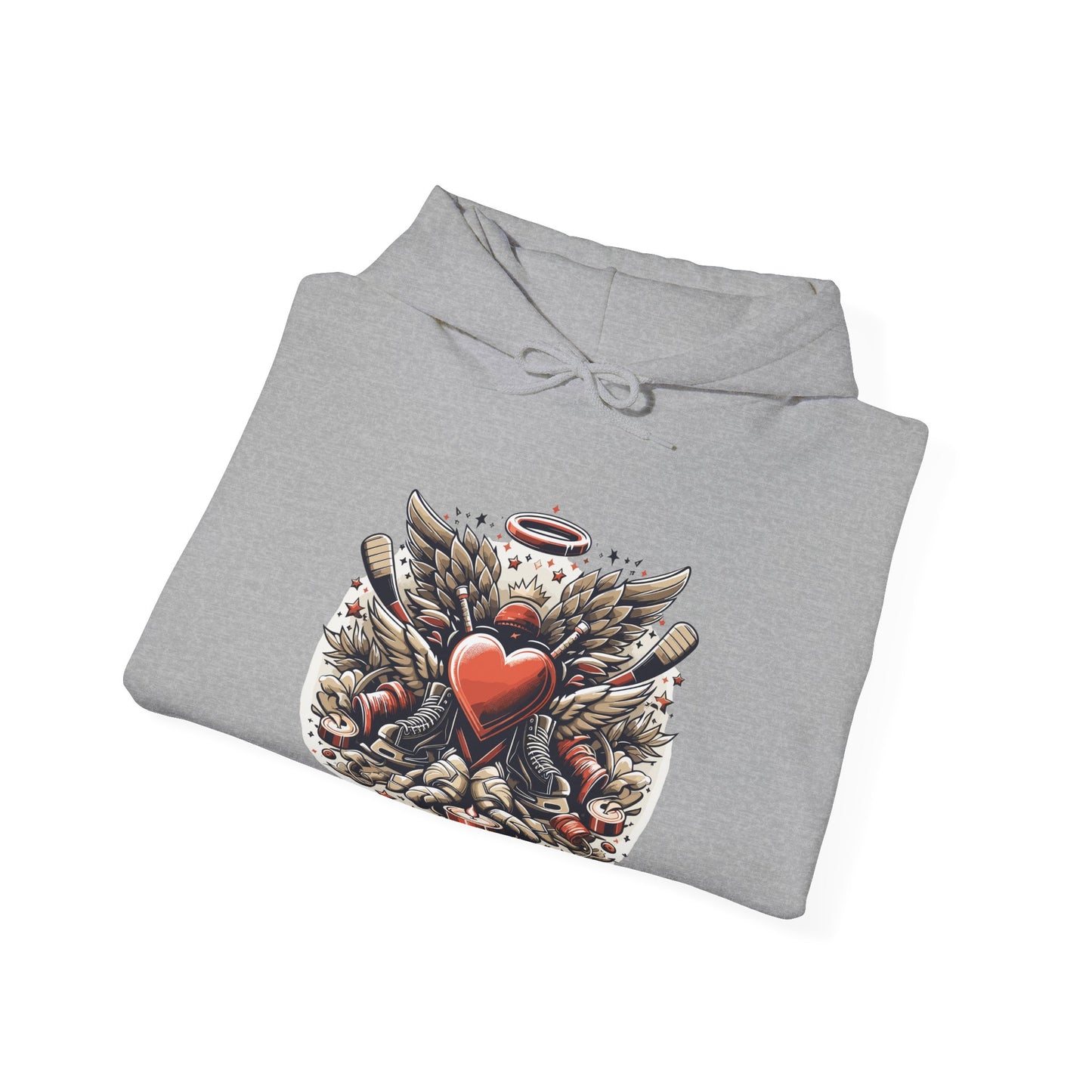 Hockey Heart & Angel Wings Hoodie | Edgy "Love the Game" Sweatshirt | Unique Sports Valentine's Gift