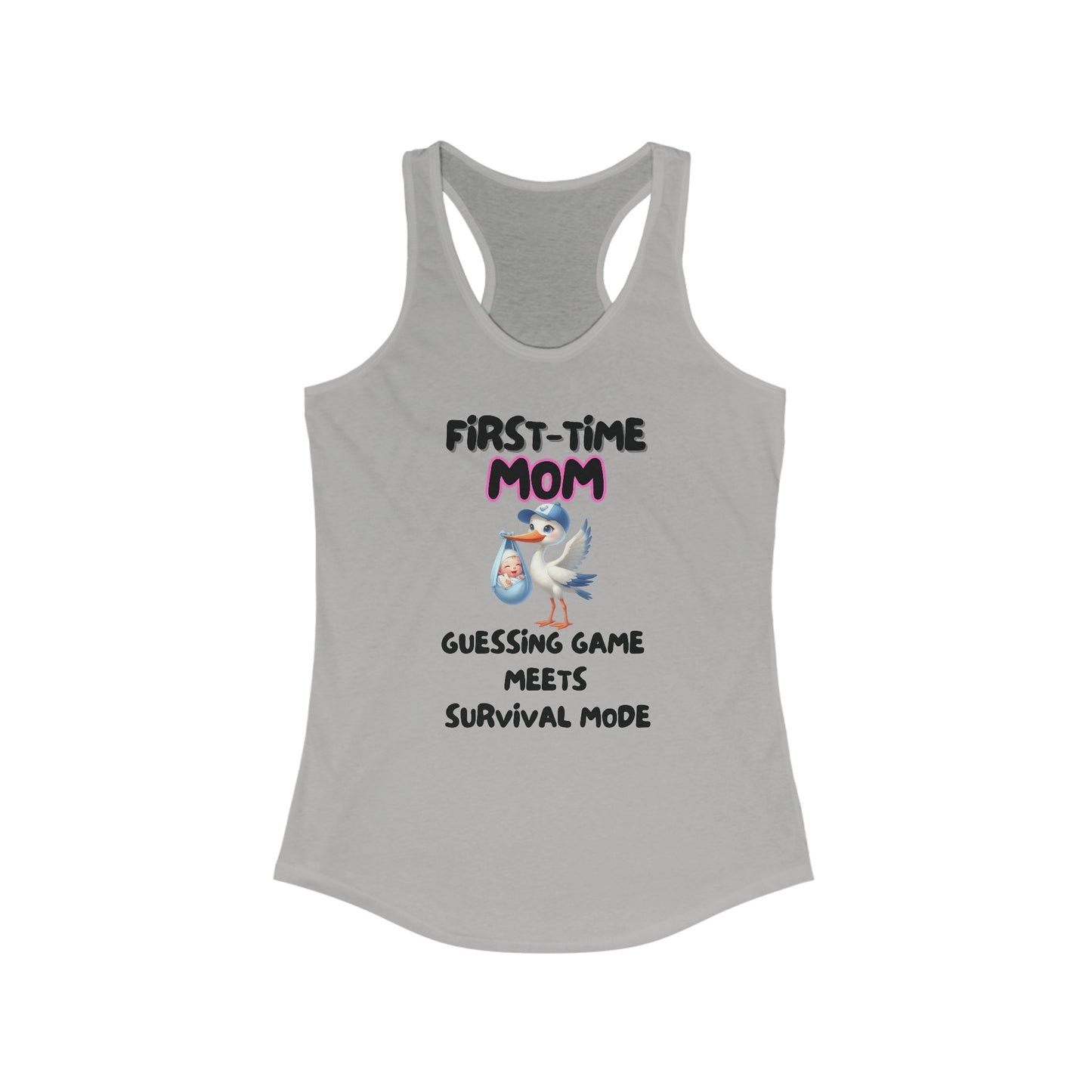 First-Time Mom Tank Top - Stork & Baby Design | New Mother Survival Humor