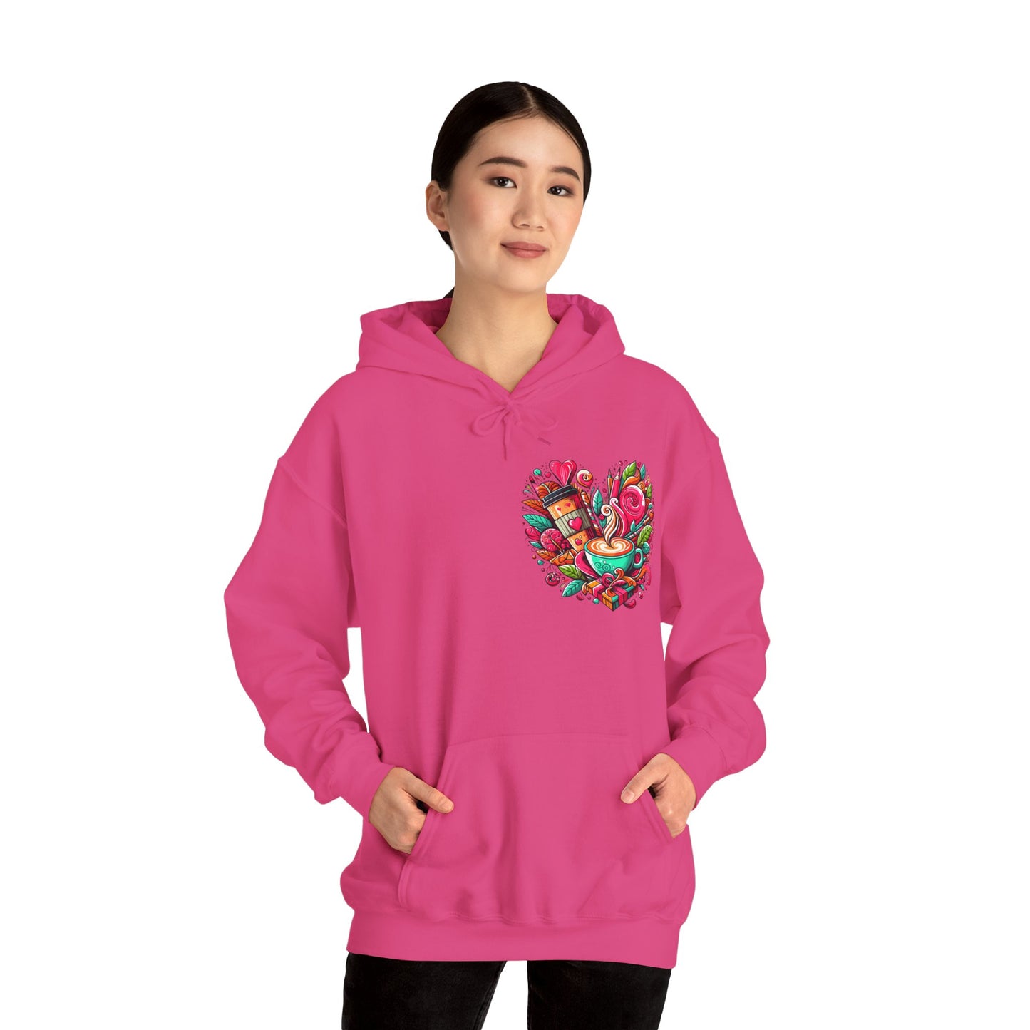 Urban Brew: Vibrant Graffiti Coffee Love Heart Hoodie