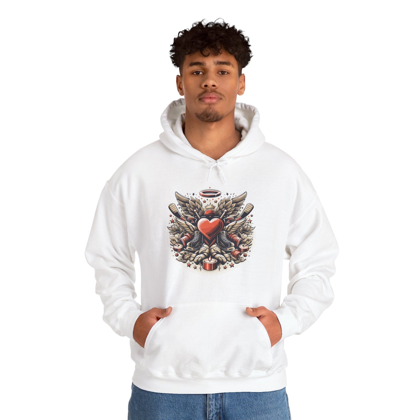 Hockey Heart & Angel Wings Hoodie | Edgy "Love the Game" Sweatshirt | Unique Sports Valentine's Gift