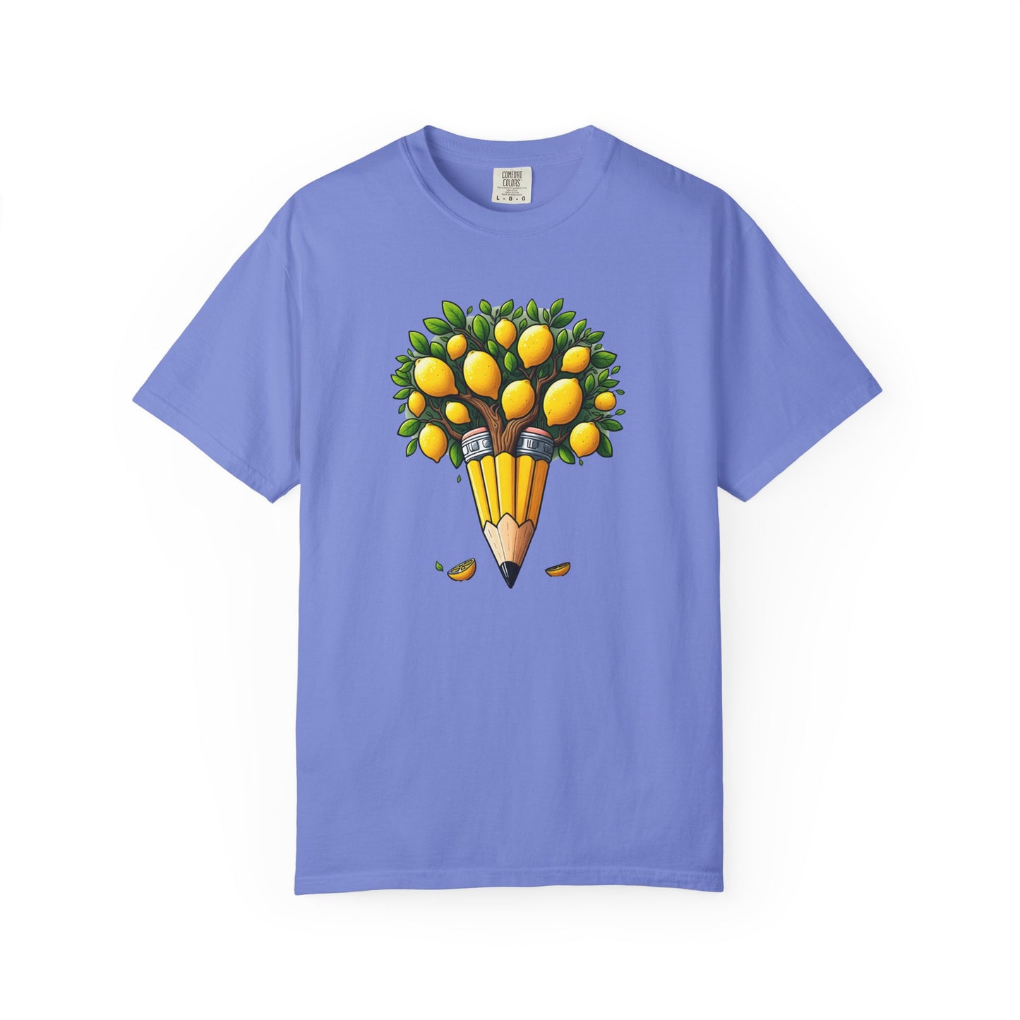 Artistic Lemon Pencil Tree T-Shirt - Unique Art & Nature Celebrating Growth and Imagination