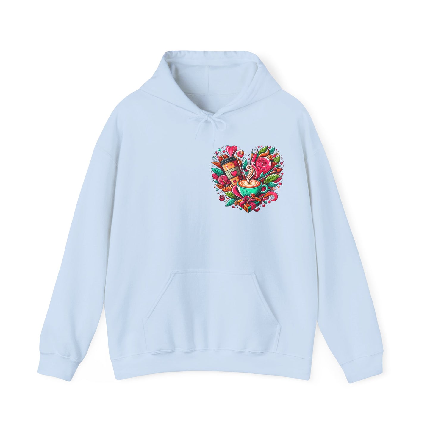 Urban Brew: Vibrant Graffiti Coffee Love Heart Hoodie