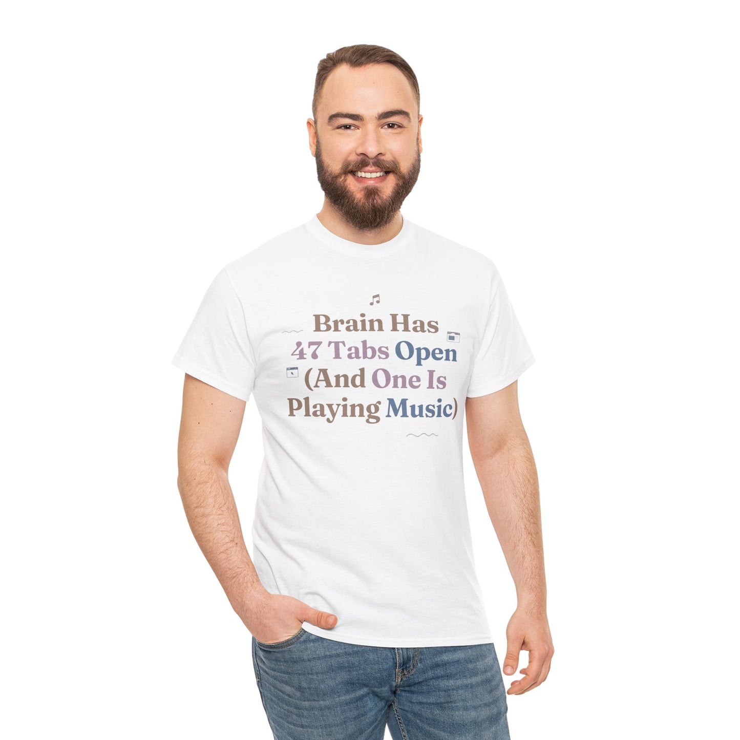 ADHD Lofi Aesthetic: 'Brain Has 47 Tabs Open (And One Is Playing Music)' Graphic Tee
