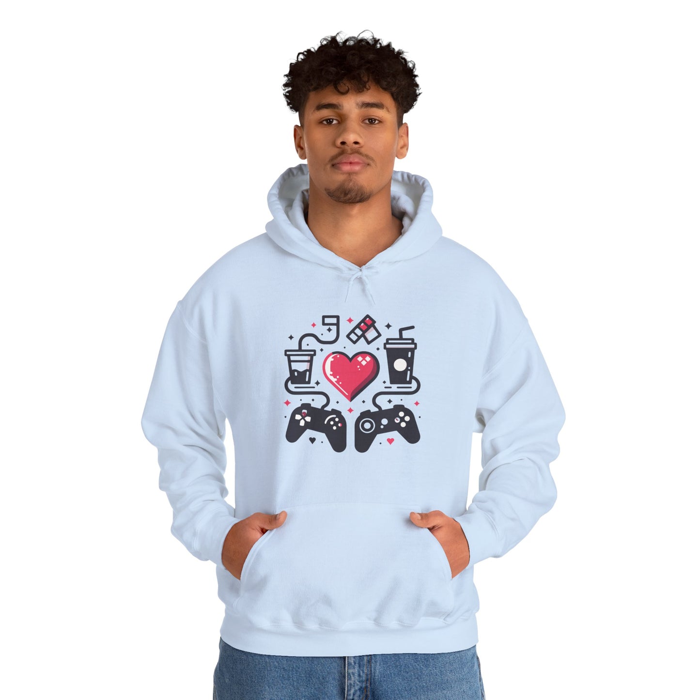 Viral Gamer Heart Life Hoodie - Retro Controllers Soda & Snacks Graphic Unisex Sweatshirt - Ultimate Gaming Gift