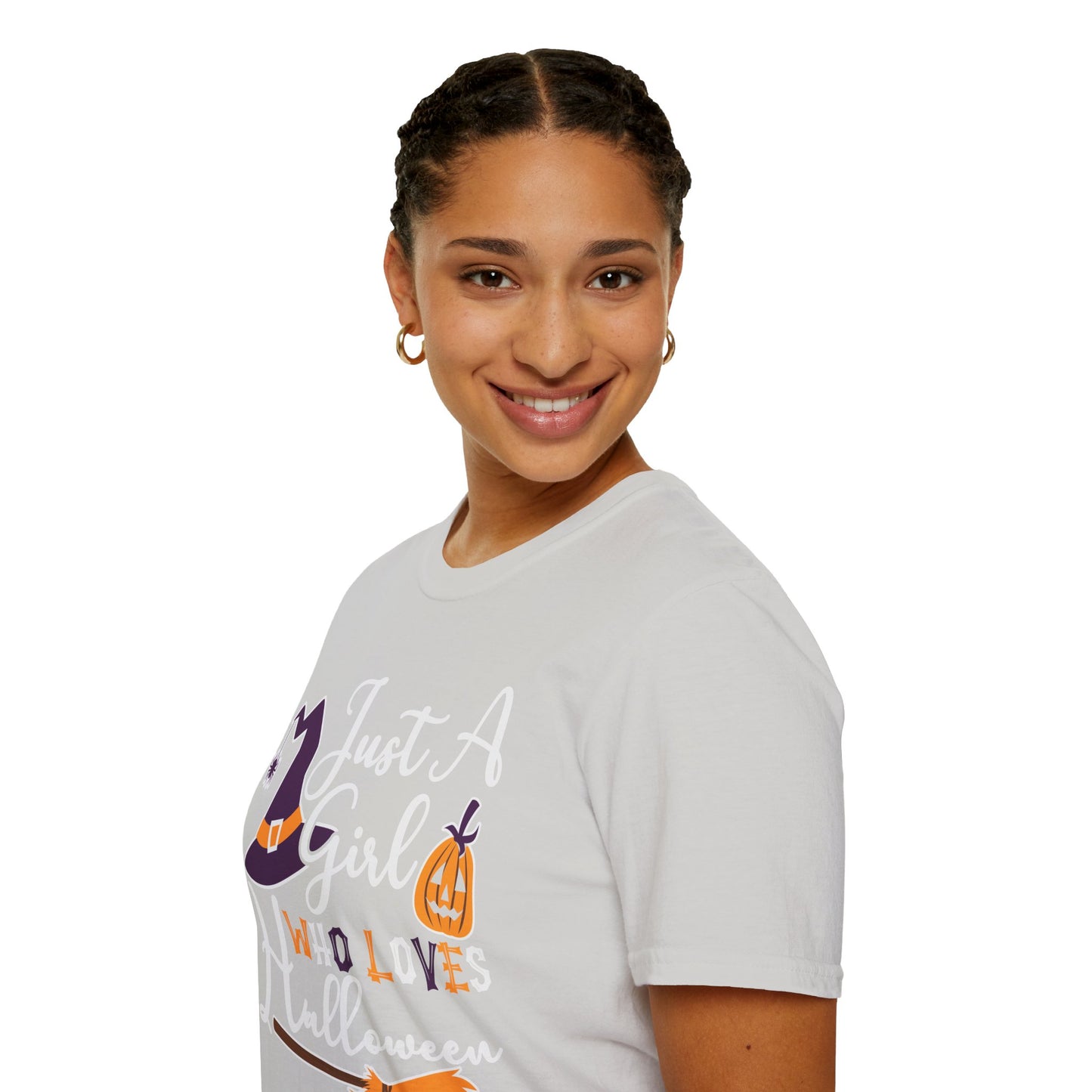 Just A Girl Who Loves Halloween - Witch & Pumpkin Unisex Softstyle T-Shirt