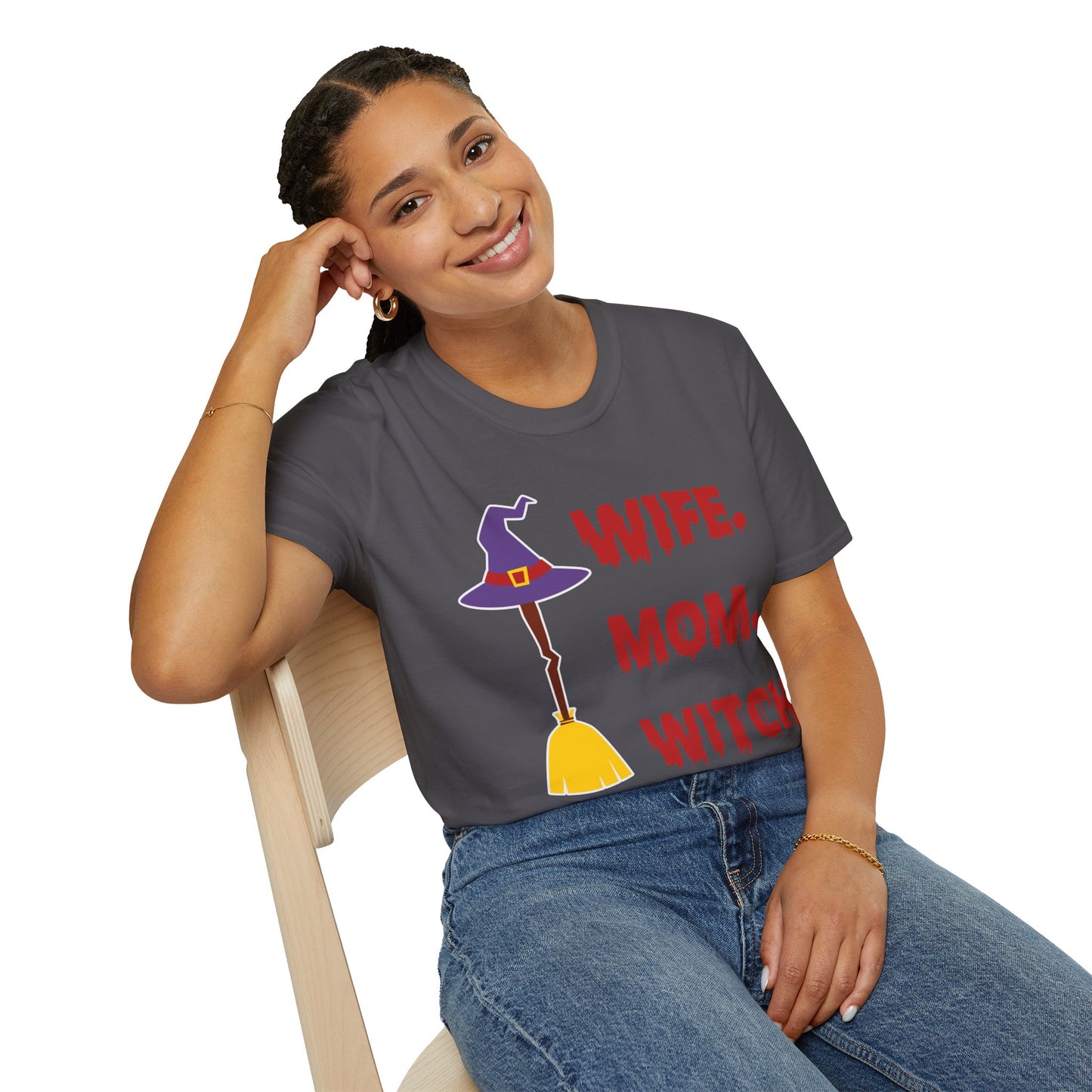 Spooky ‘Wife. Mom. Witch.’ Halloween Tee - Fun & Festive Holiday Apparel