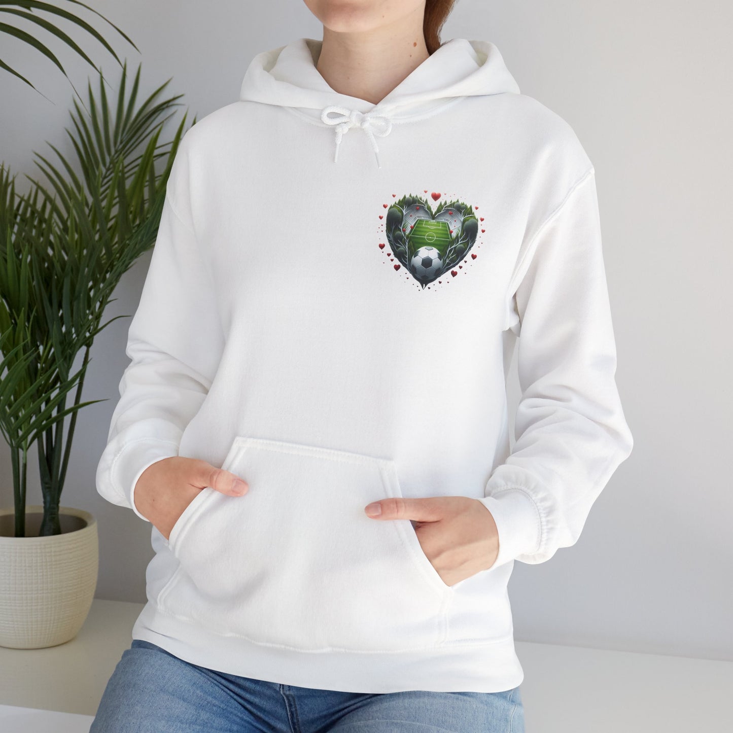 Aesthetic Soccer Field Heart Hoodie | Cute Football Lover Sports Sweatshirt