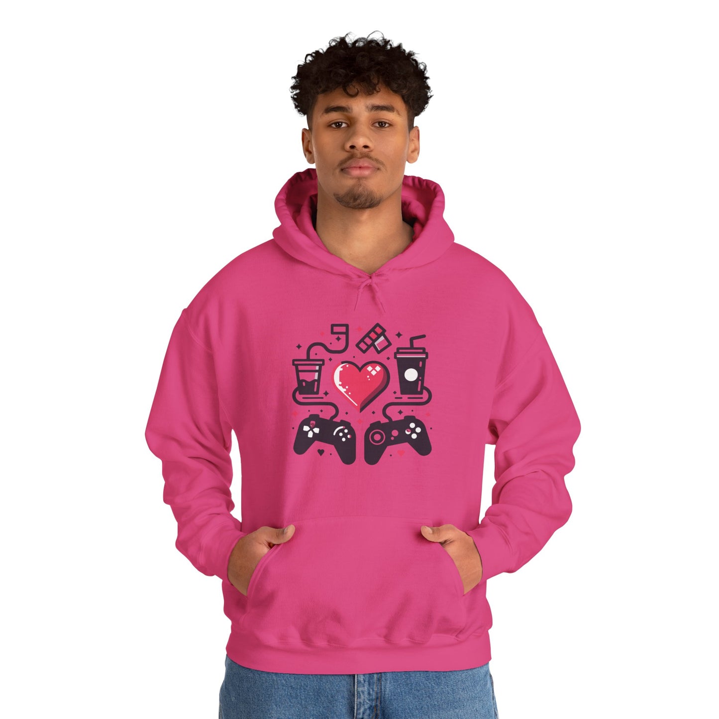 Viral Gamer Heart Life Hoodie - Retro Controllers Soda & Snacks Graphic Unisex Sweatshirt - Ultimate Gaming Gift