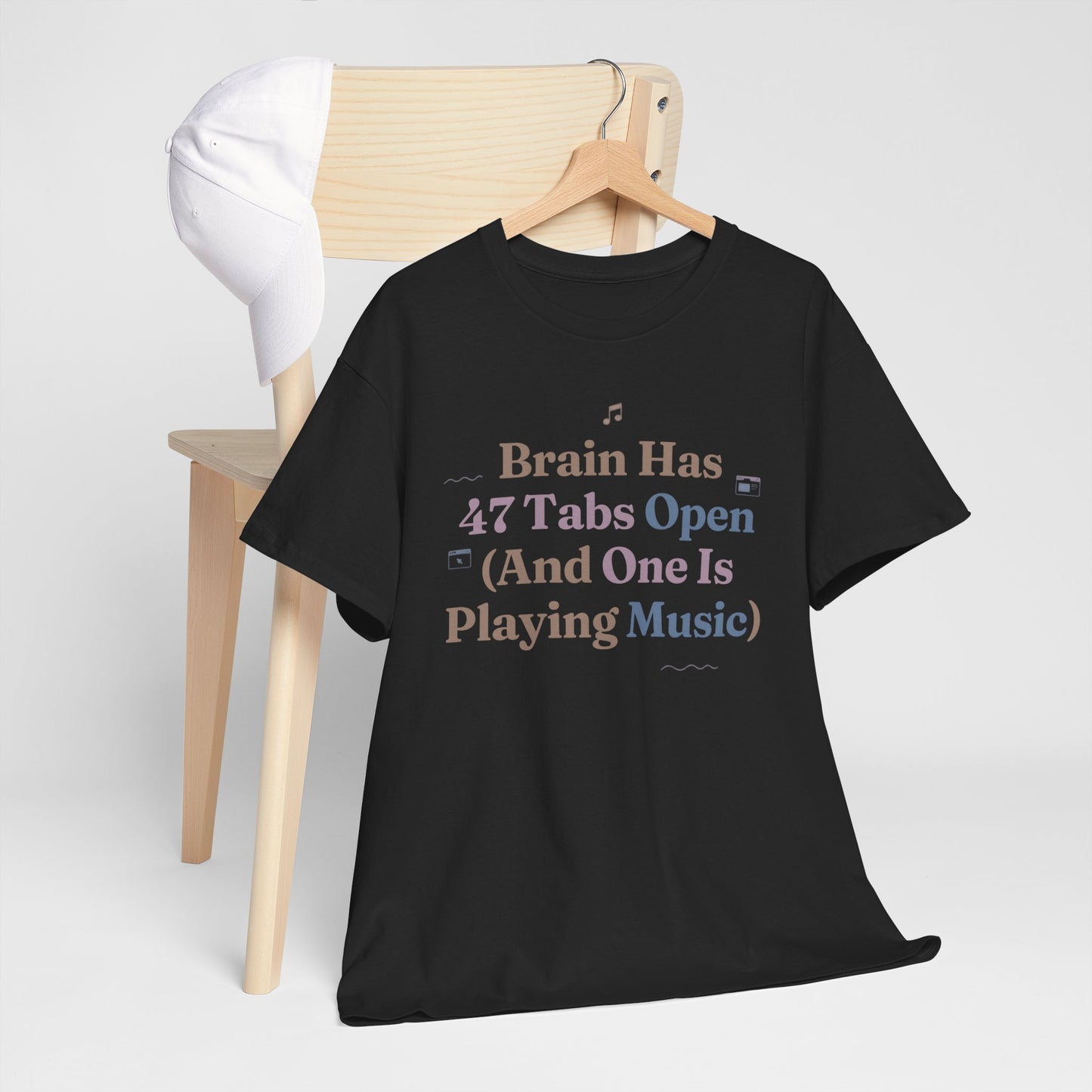 ADHD Lofi Aesthetic: 'Brain Has 47 Tabs Open (And One Is Playing Music)' Graphic Tee