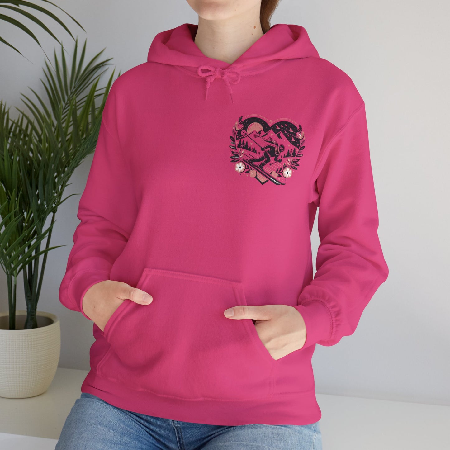 Love the Slopes" Skiing Hoodie | Mountain Heart Illustrated Sweatshirt | Après Ski & Winter Sports Gift