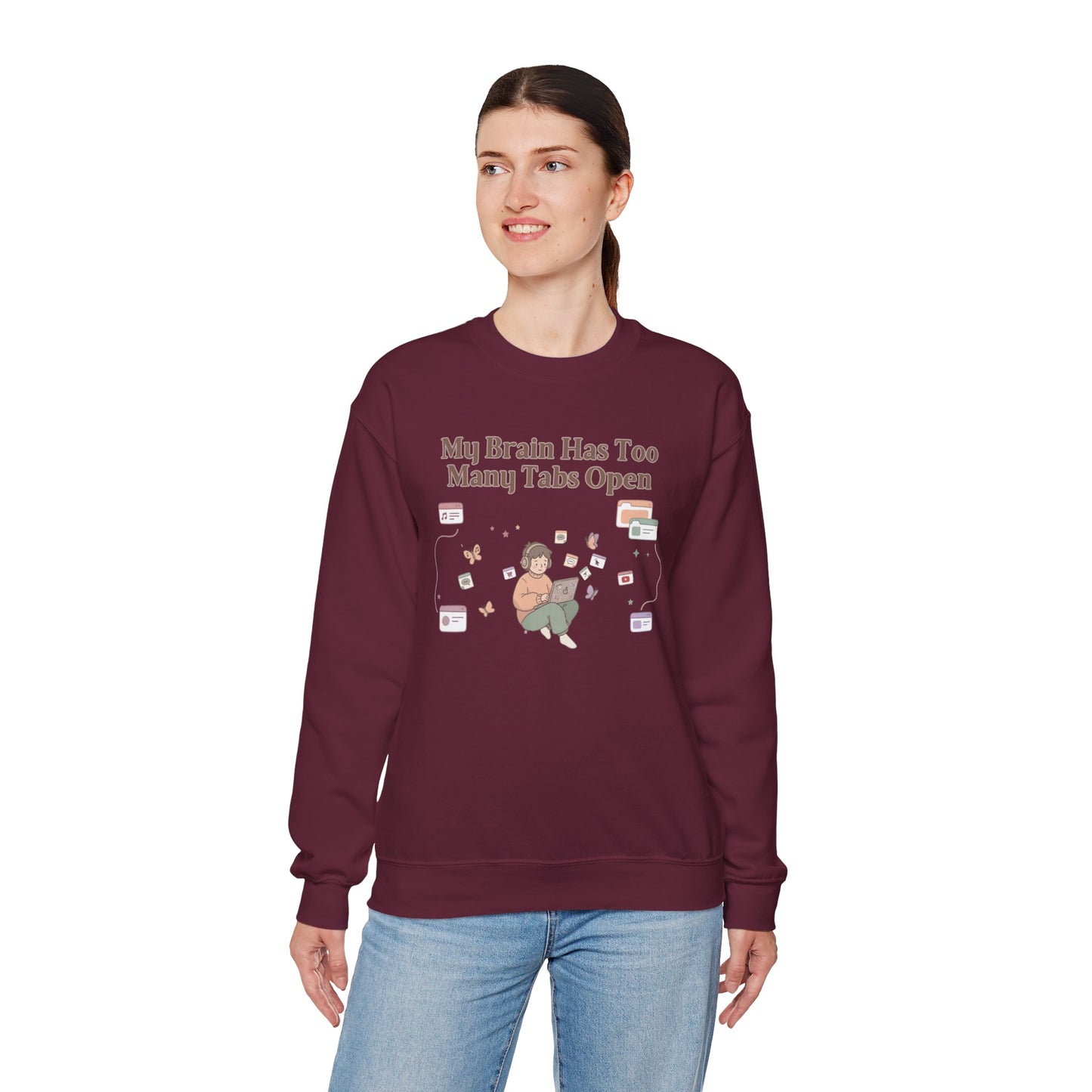 Emotional Support Mental Browser History: The 'Too Many Tabs Open' ADHD Sweatshirt