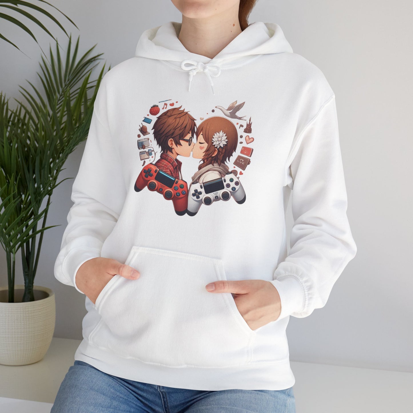 Retro Cyberpunk Gaming Couple Hoodie | Kawaii Valentine's Day Gamer Gift