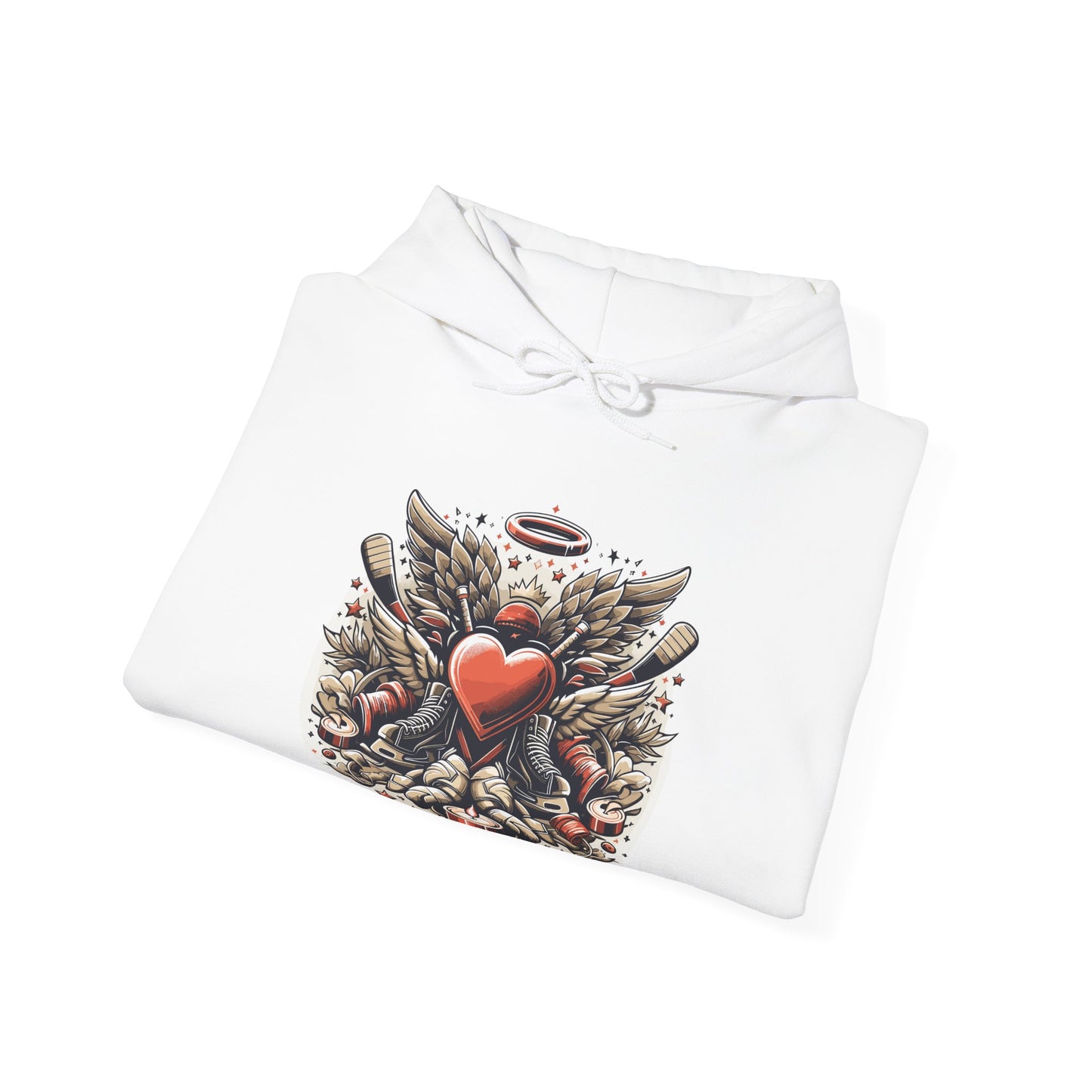 Hockey Heart & Angel Wings Hoodie | Edgy "Love the Game" Sweatshirt | Unique Sports Valentine's Gift
