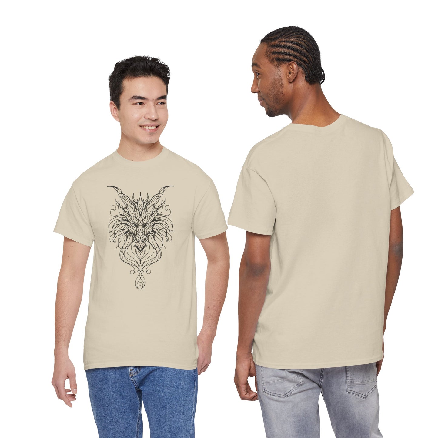 Dragon Line Art Shirt | Mythical Creature Sketch Tee | Minimalist Tattoo Style Top | Intricate Fantasy Art Gift | Unisex White T-Shirt