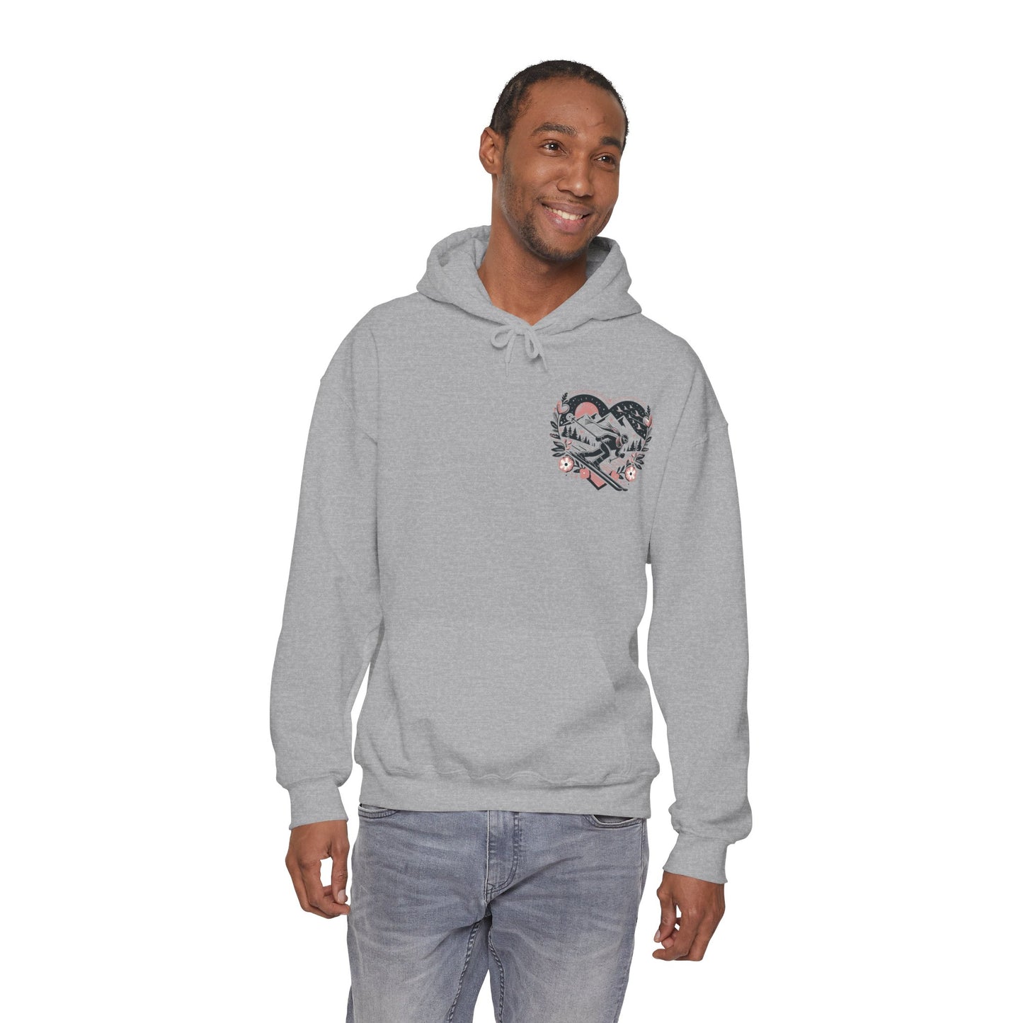 Love the Slopes" Skiing Hoodie | Mountain Heart Illustrated Sweatshirt | Après Ski & Winter Sports Gift