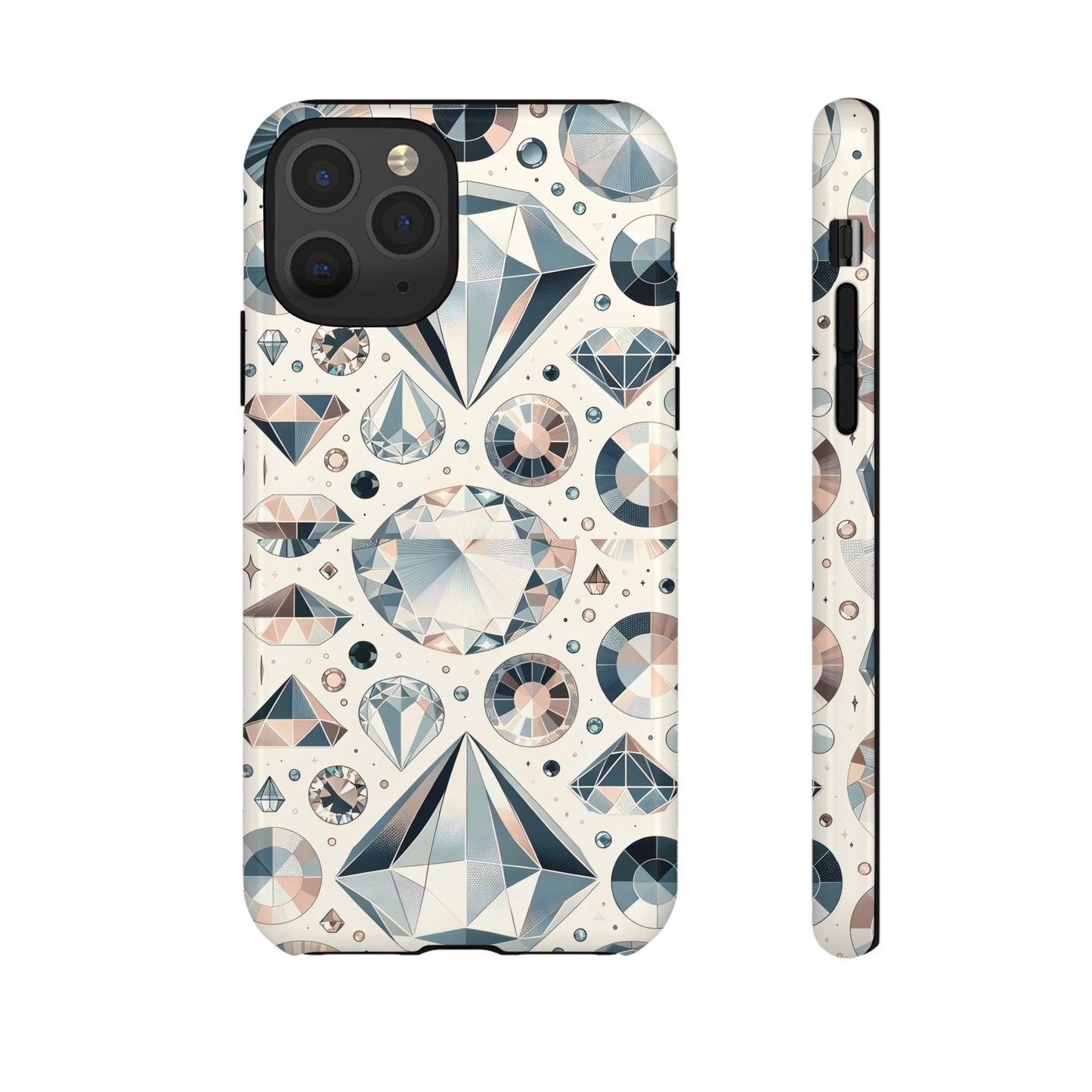 Diamond Pattern iPhone Case | Dual Layer Tough Cover | Luxury Gemstone Print | Glossy or Matte Finish | Shockproof Polycarbonate & TPU Shell