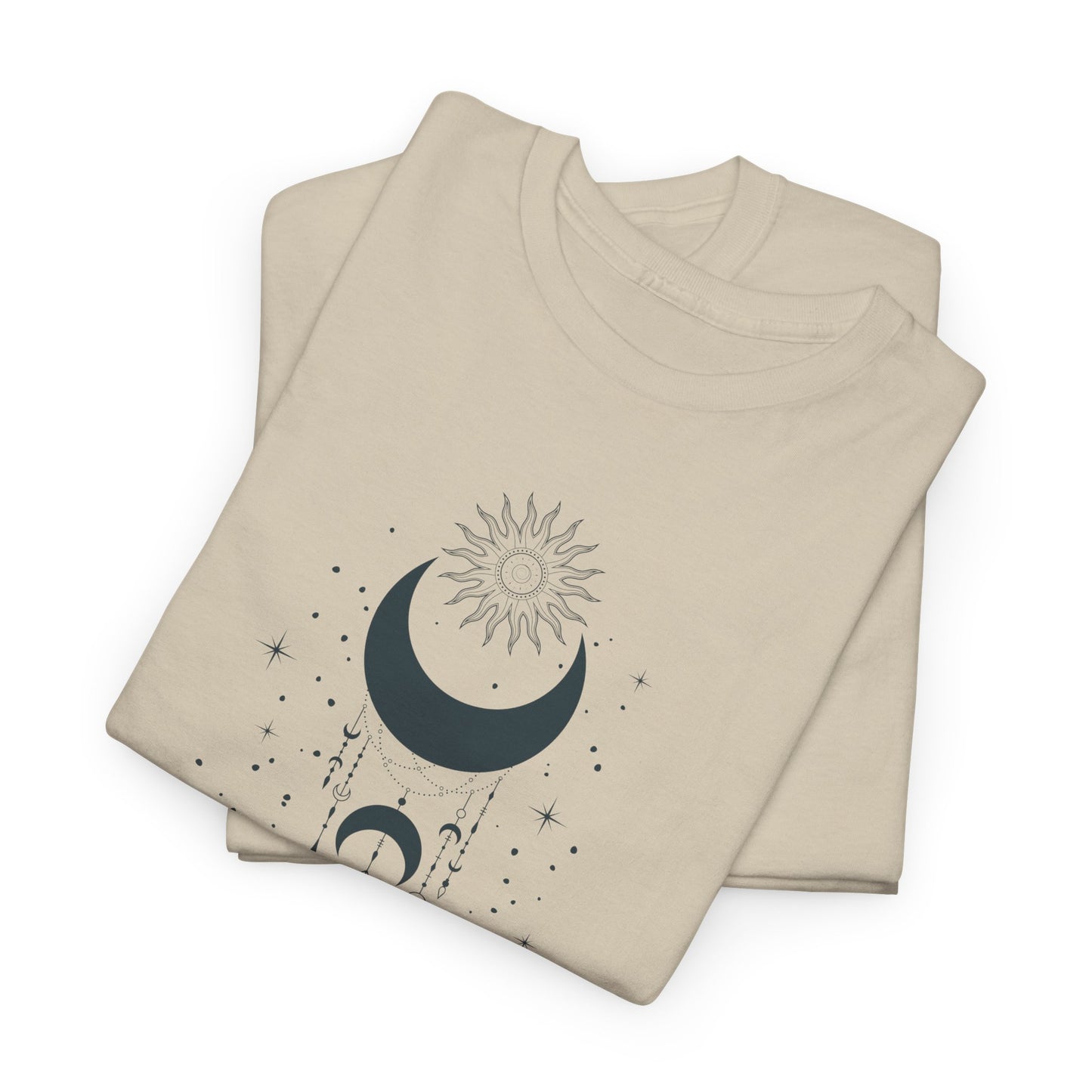 Celestial Moon & Sun Shirt | Boho Mystical Line Art Tee | Spiritual Astrology Gift | Heavy Cotton Unisex Top | Witchy Yoga T-Shirt