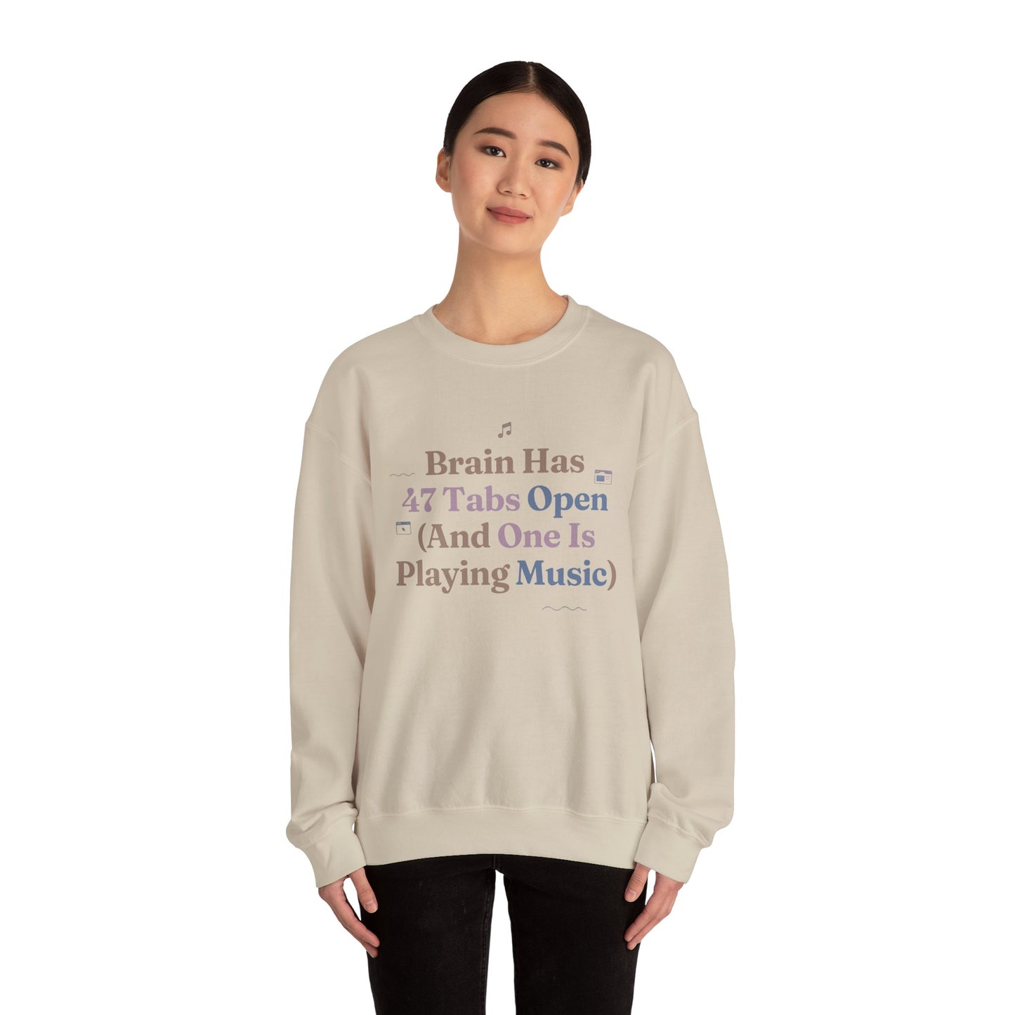 Hyperfocus Mode: '47 Tabs Open & Playing Music' Neurospicy Lofi Sweatshirt