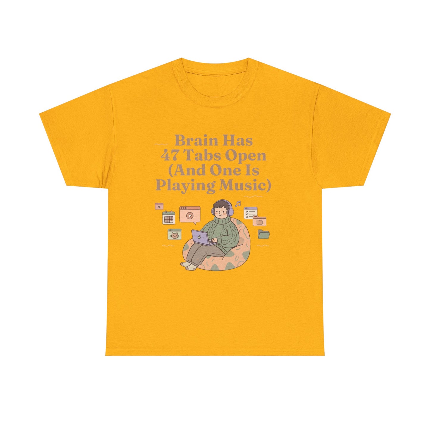 ADHD Lofi Aesthetic: 'Brain Has 47 Tabs Open (And One Is Playing Music)' Graphic Tee