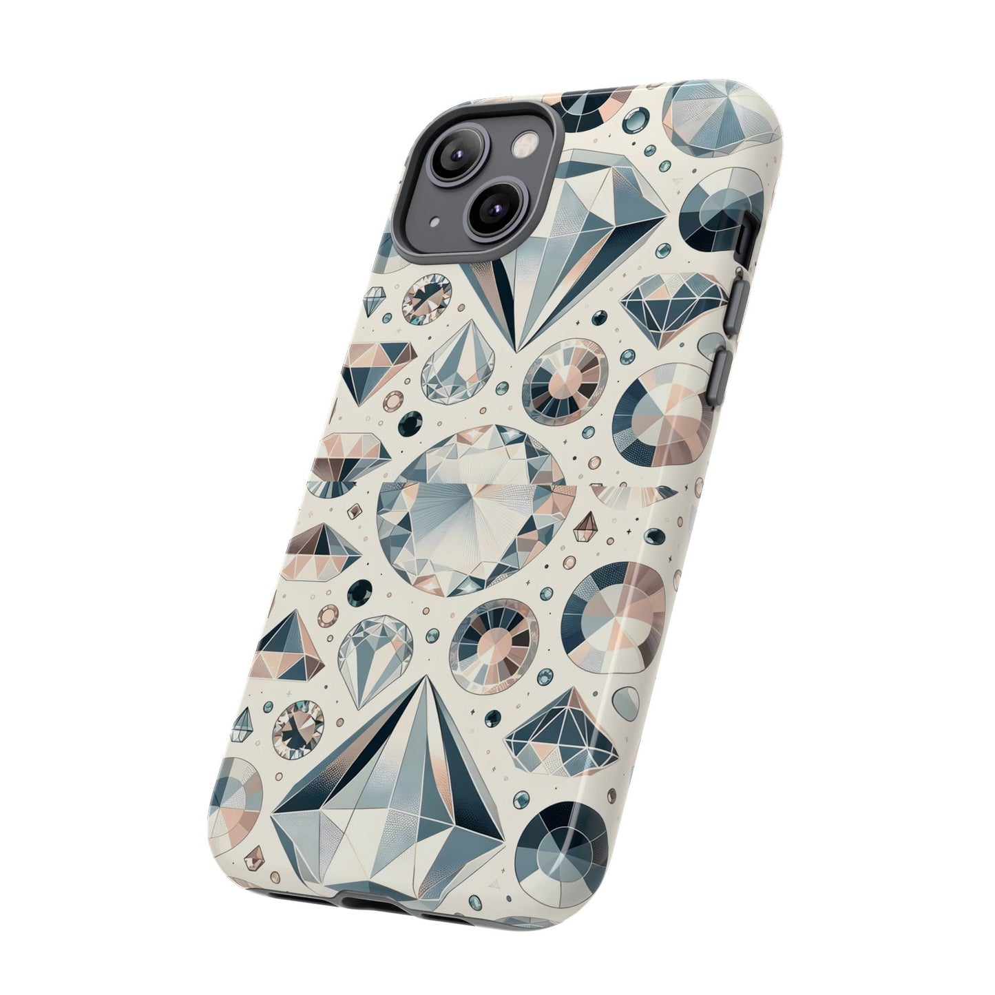 Diamond Pattern iPhone Case | Dual Layer Tough Cover | Luxury Gemstone Print | Glossy or Matte Finish | Shockproof Polycarbonate & TPU Shell