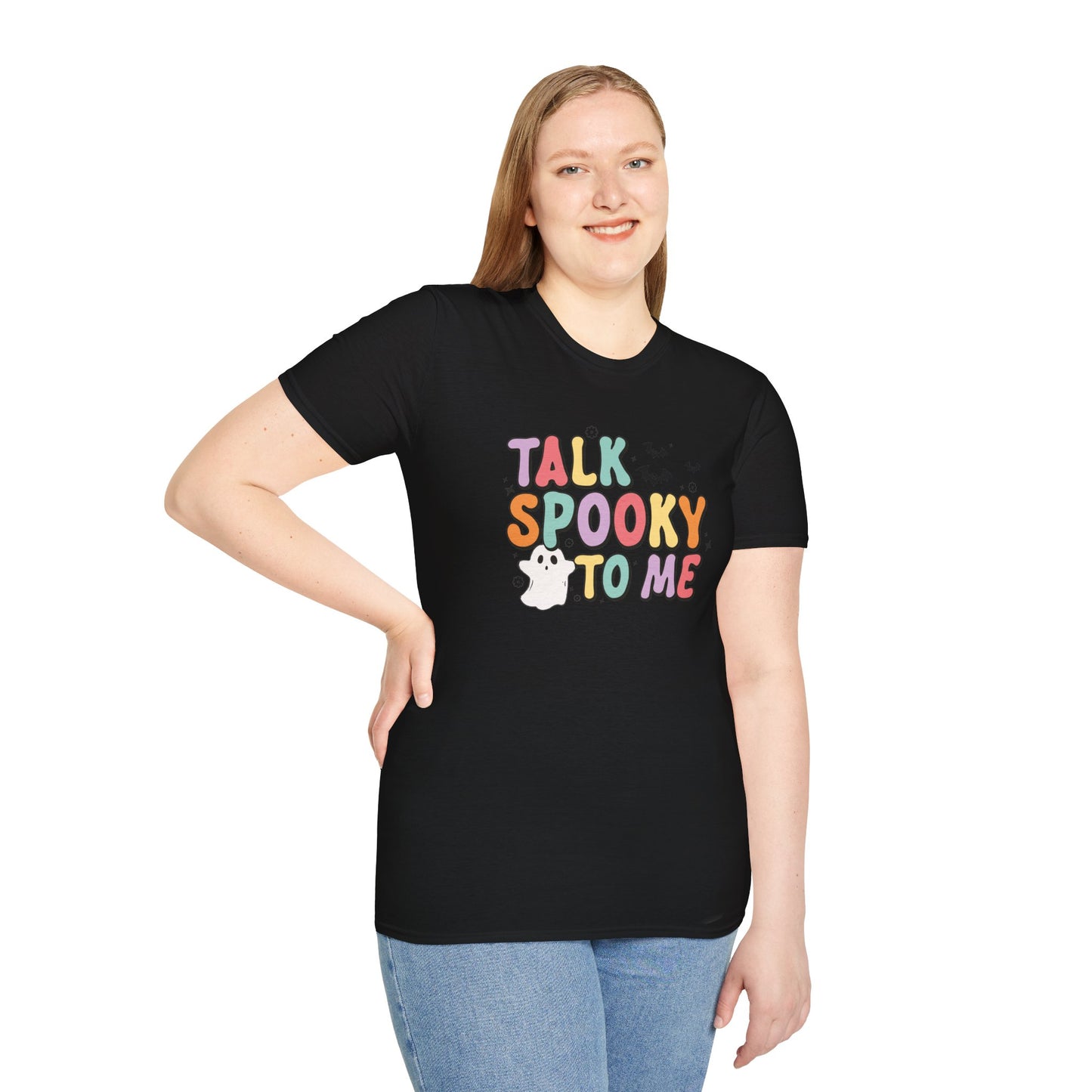Talk Spooky To Me – Cute Pastel Ghost Halloween T‑Shirt for Spooky Season Lovers