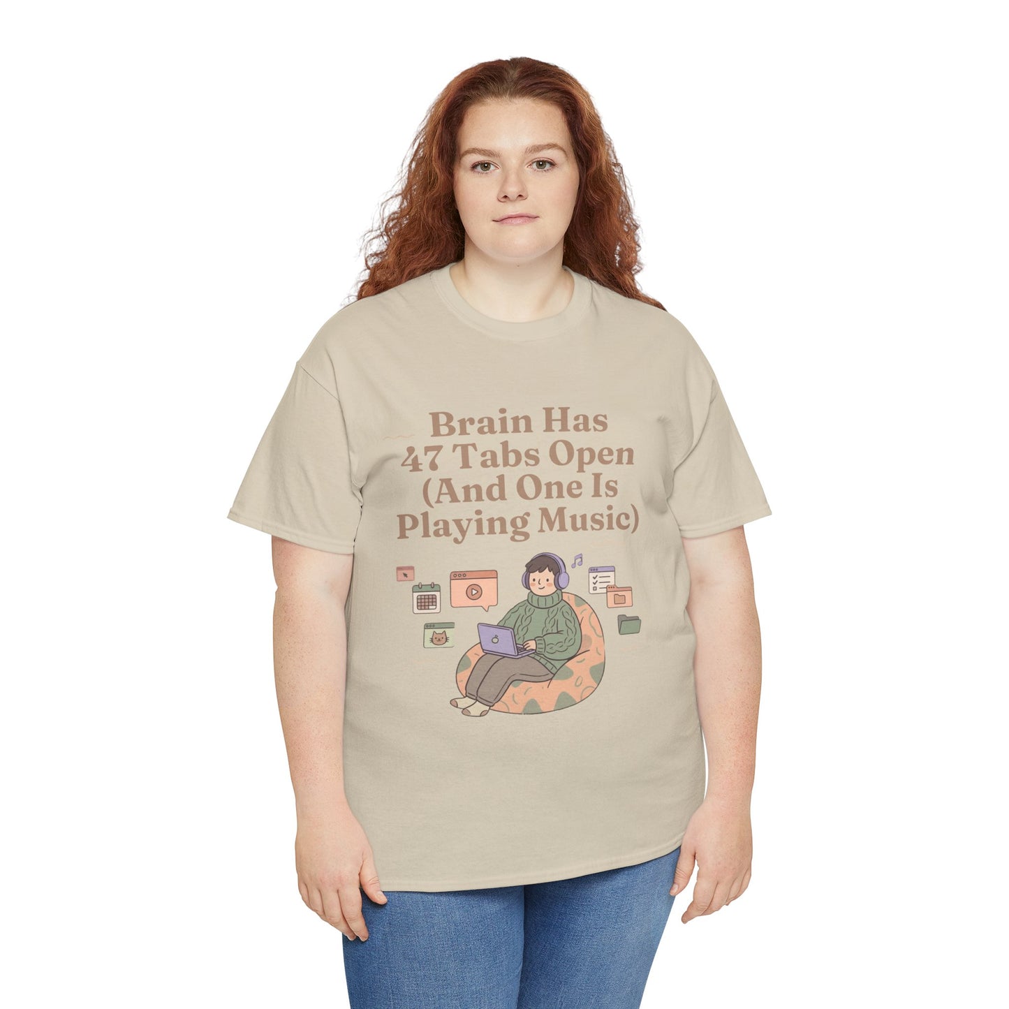 ADHD Lofi Aesthetic: 'Brain Has 47 Tabs Open (And One Is Playing Music)' Graphic Tee