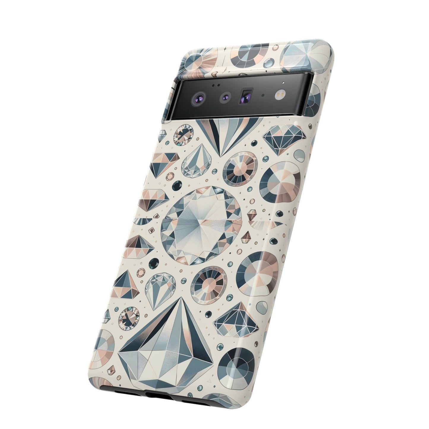 Diamond Pattern iPhone Case | Dual Layer Tough Cover | Luxury Gemstone Print | Glossy or Matte Finish | Shockproof Polycarbonate & TPU Shell