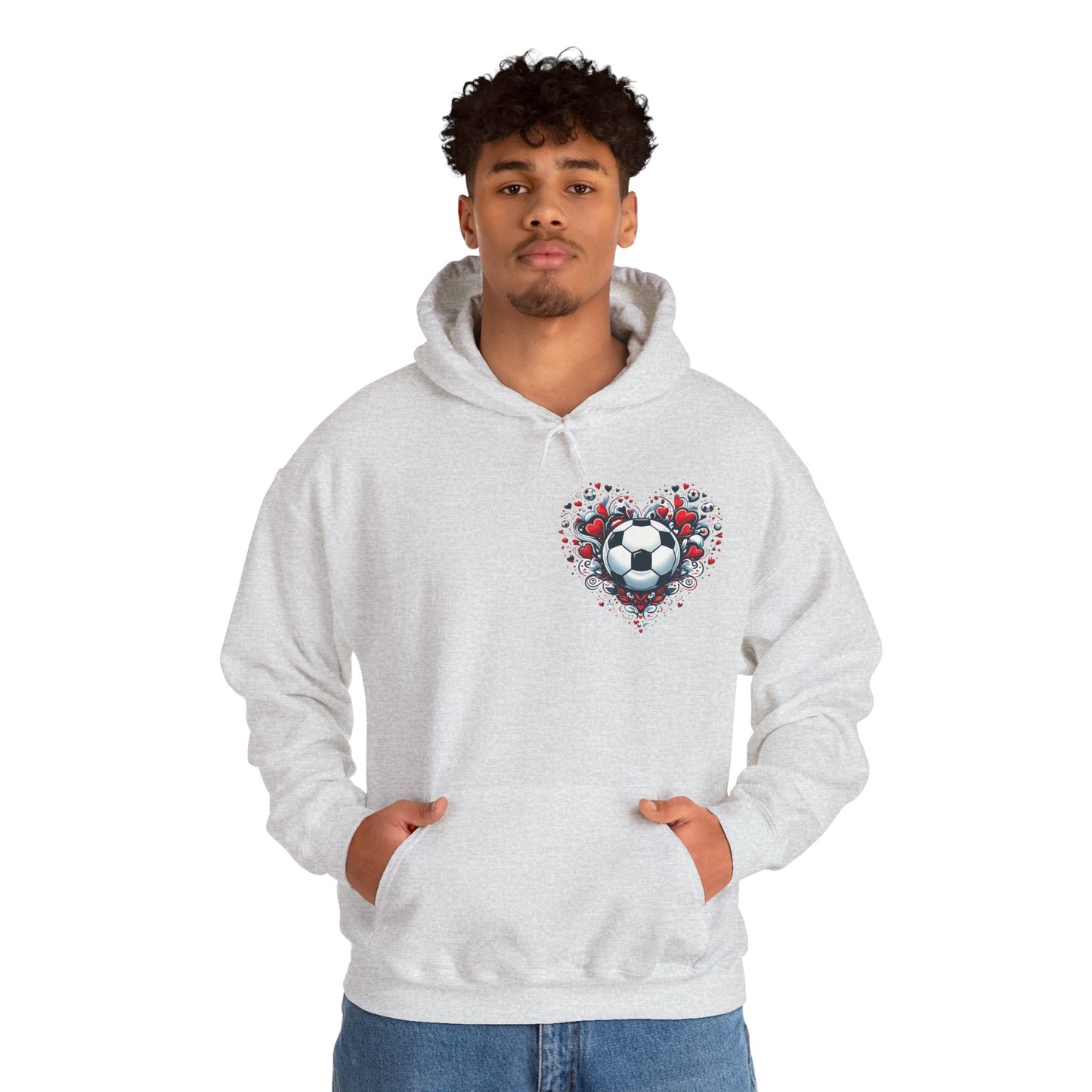 Love the Game Soccer Heart Hoodie | Minimalist Left-Chest Print | Soccer Mom & Fan Gift
