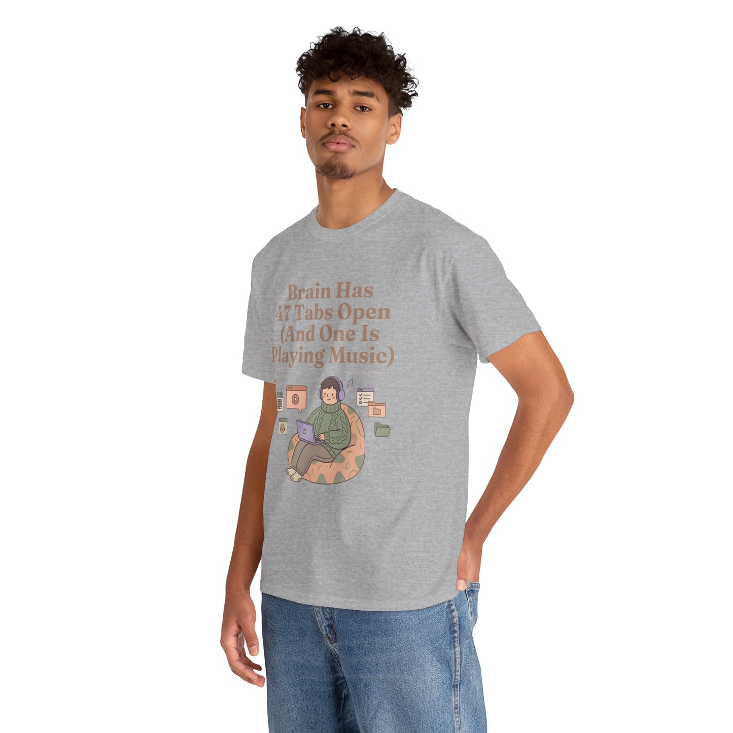 ADHD Lofi Aesthetic: 'Brain Has 47 Tabs Open (And One Is Playing Music)' Graphic Tee