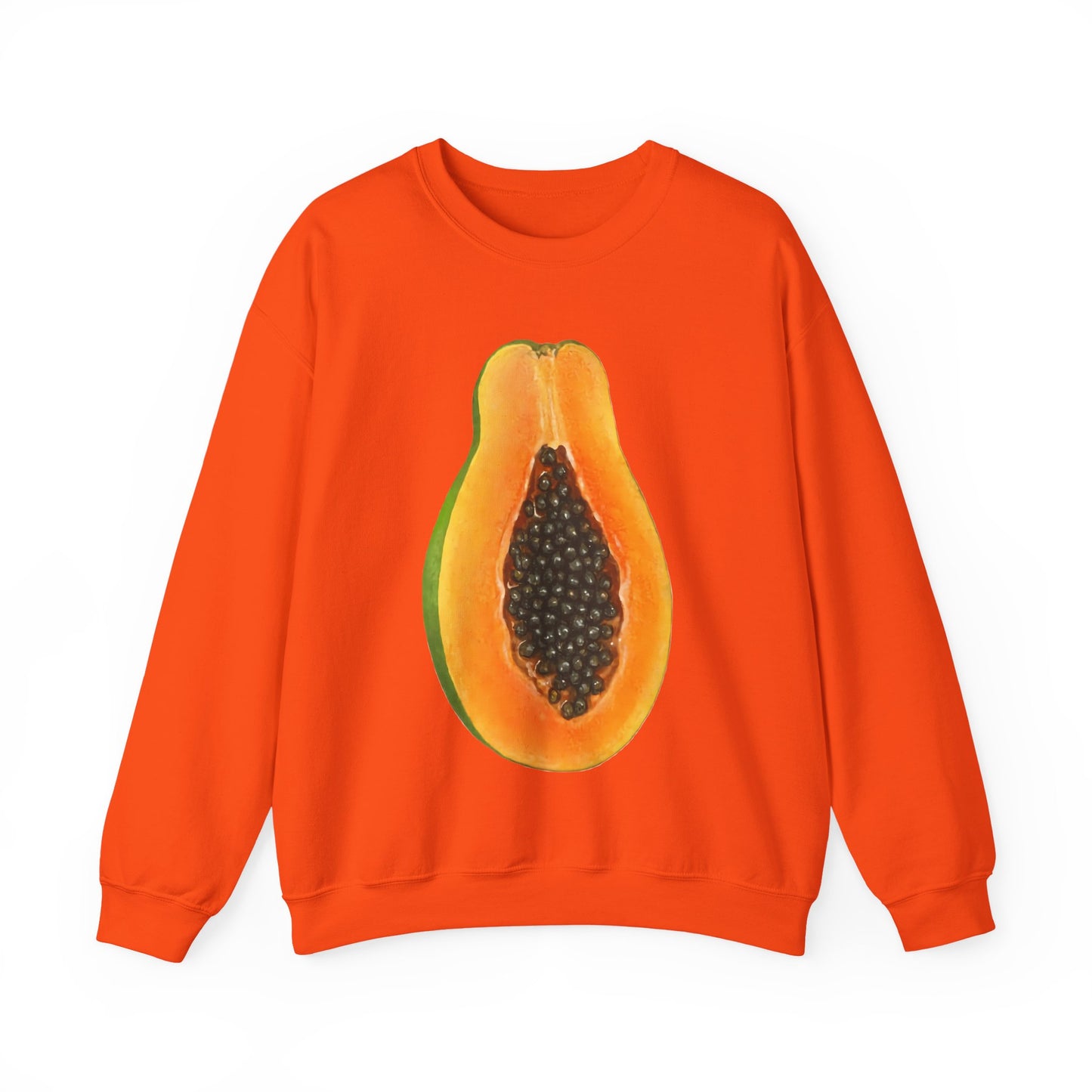 Papaya Slice Crewneck Sweatshirt | Aesthetic Tropical Fruit Pullover | Funny Lazy Halloween Costume & Foodie Gift