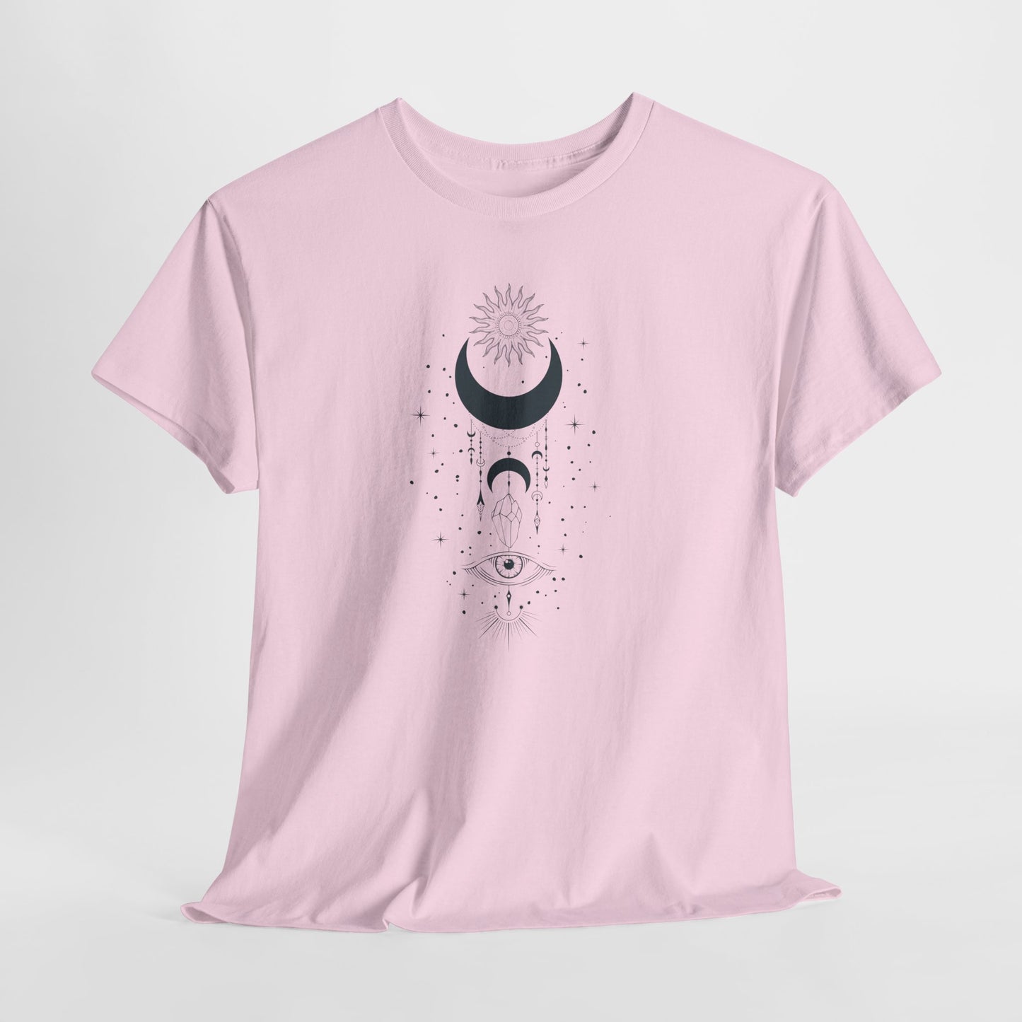 Celestial Moon & Sun Shirt | Boho Mystical Line Art Tee | Spiritual Astrology Gift | Heavy Cotton Unisex Top | Witchy Yoga T-Shirt