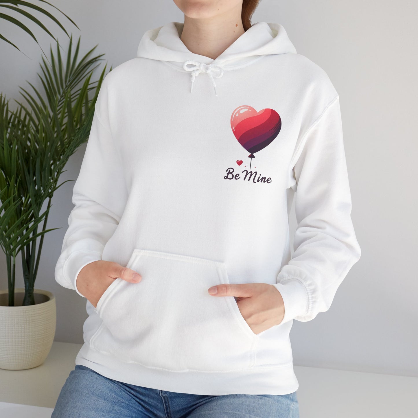 Minimalist Be Mine Valentine Heart Balloon Hoodie | Aesthetic Romantic Couple Sweatshirt