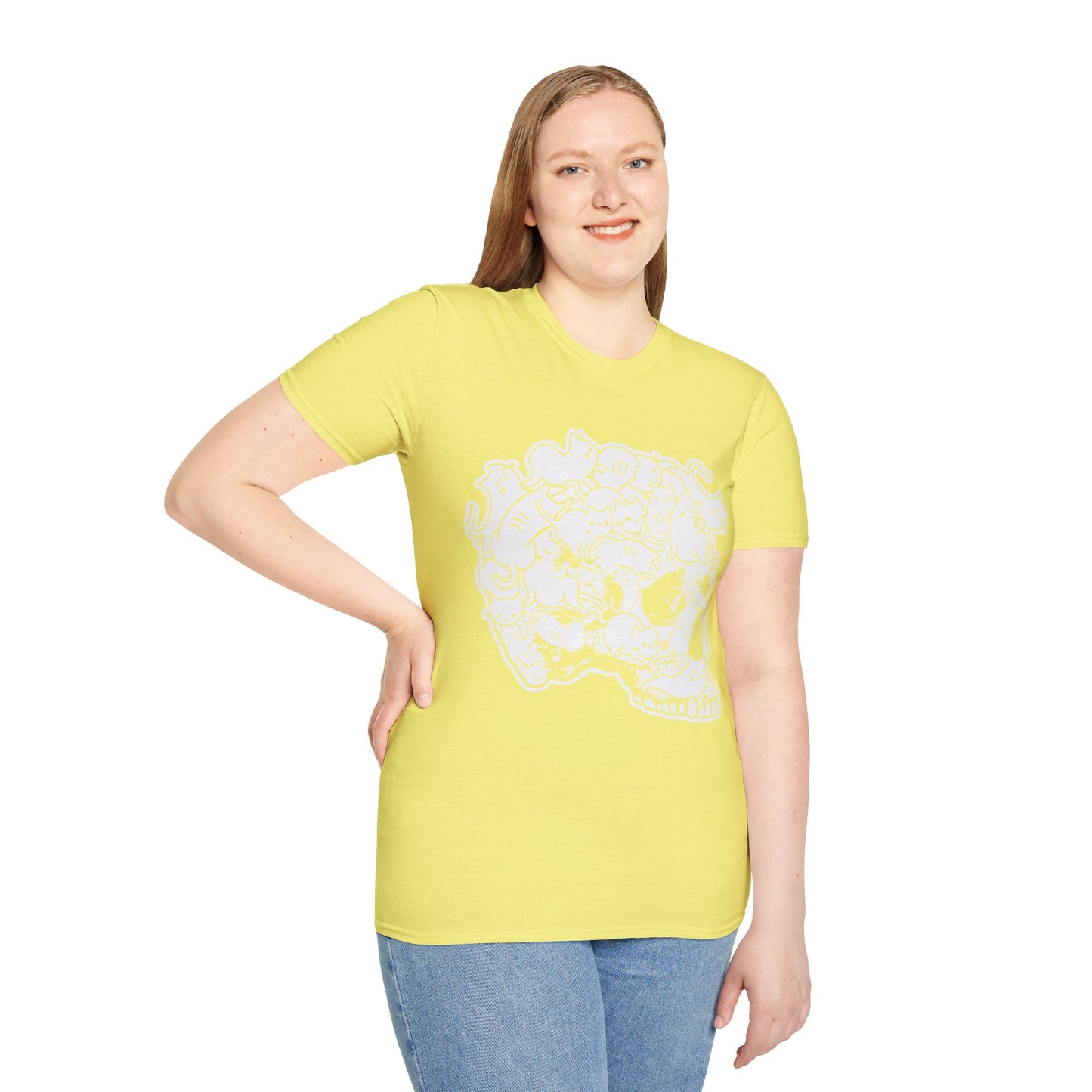 Spooky Feline Fun - Halloween Skull & Cats T-Shirt | Unique October Apparel