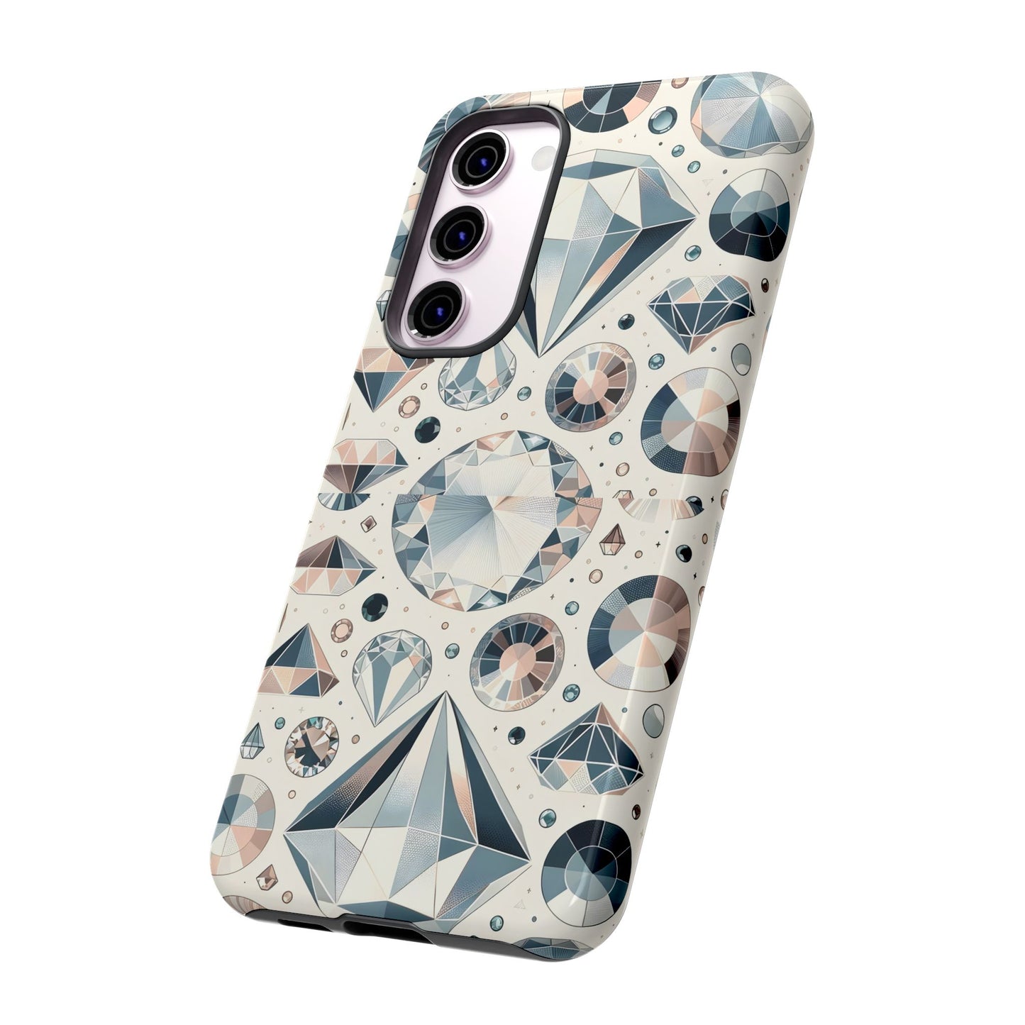 Diamond Pattern iPhone Case | Dual Layer Tough Cover | Luxury Gemstone Print | Glossy or Matte Finish | Shockproof Polycarbonate & TPU Shell