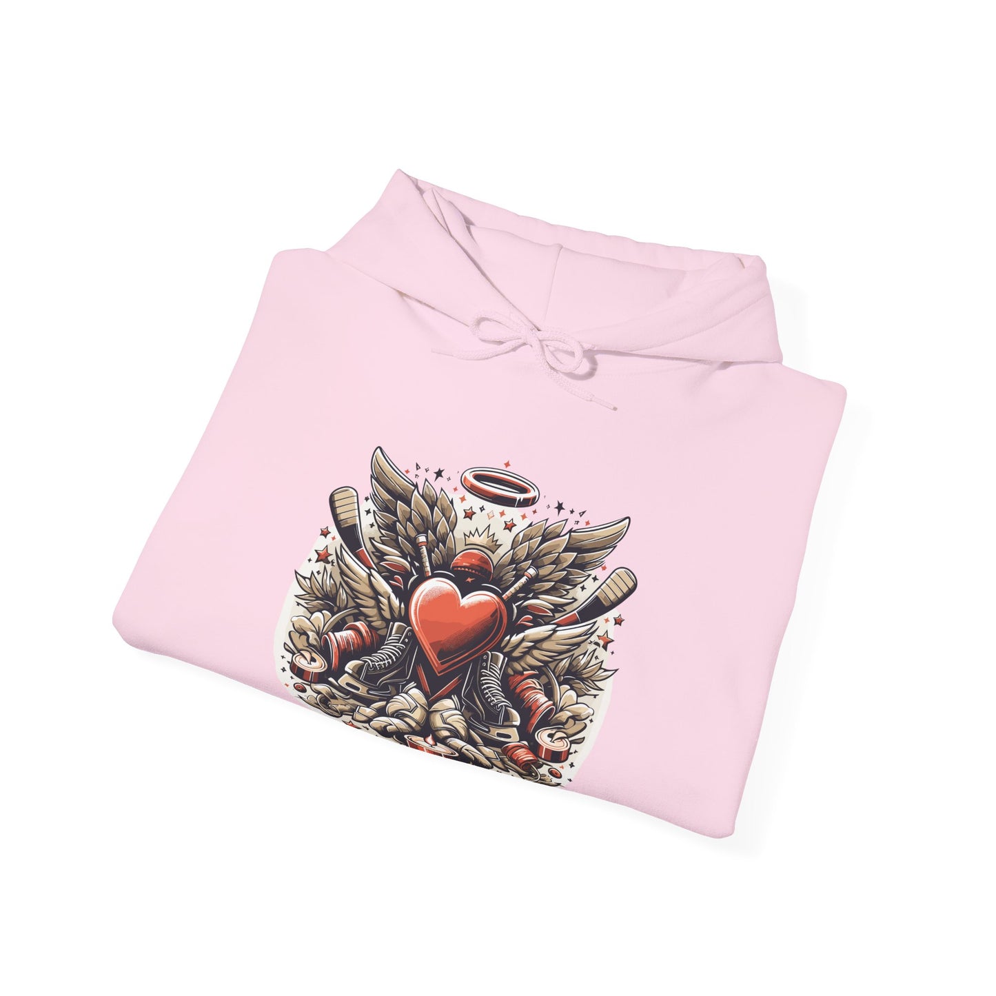 Hockey Heart & Angel Wings Hoodie | Edgy "Love the Game" Sweatshirt | Unique Sports Valentine's Gift