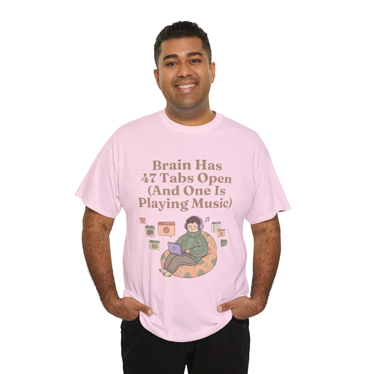 ADHD Lofi Aesthetic: 'Brain Has 47 Tabs Open (And One Is Playing Music)' Graphic Tee