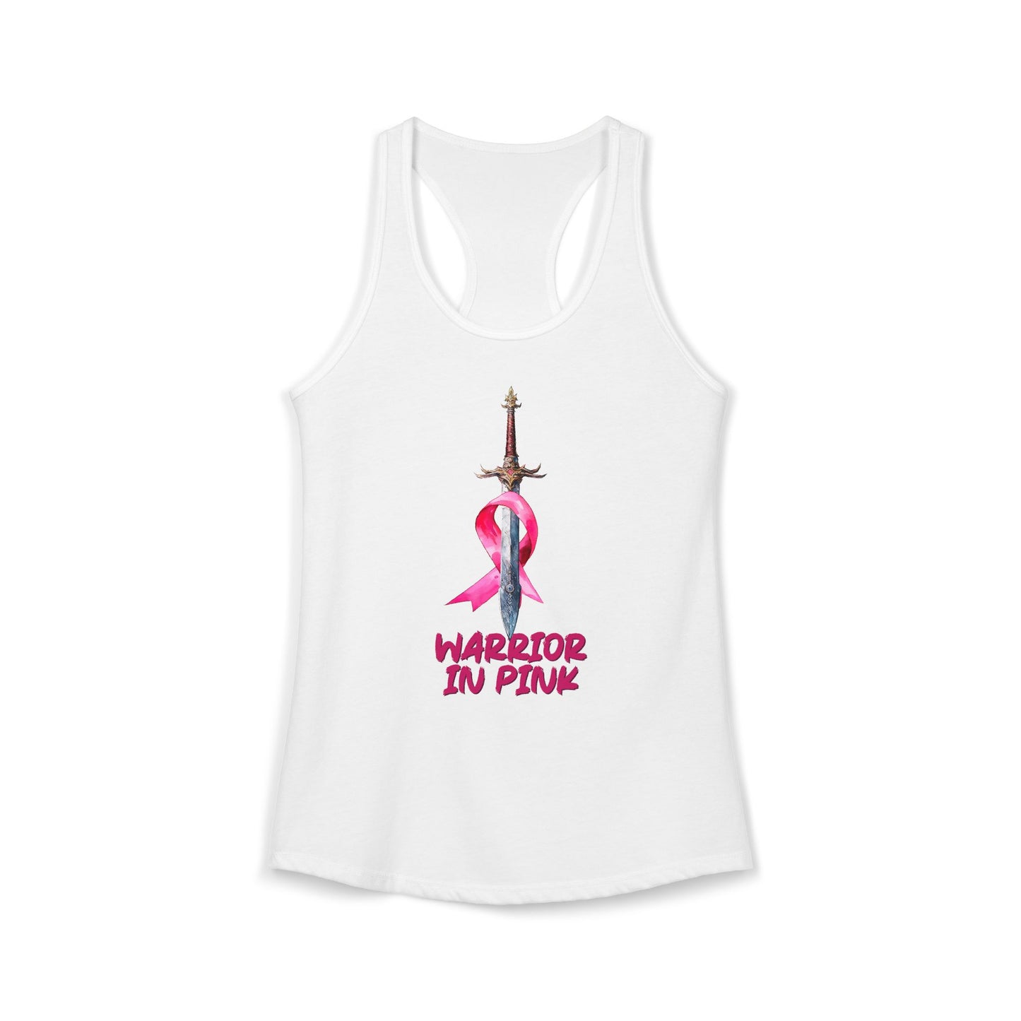 Warrior in Pink Tank Top | Breast Cancer Awareness Racerback | Sword & Ribbon Survivor Shirt | Support Squad Gift | Women's Activewear