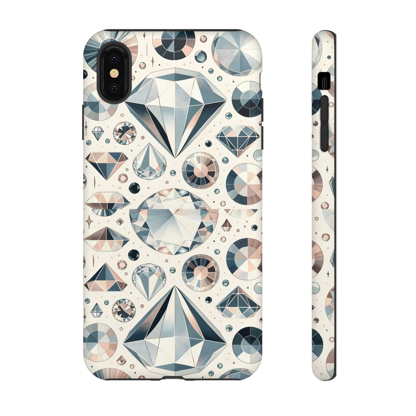 Diamond Pattern iPhone Case | Dual Layer Tough Cover | Luxury Gemstone Print | Glossy or Matte Finish | Shockproof Polycarbonate & TPU Shell
