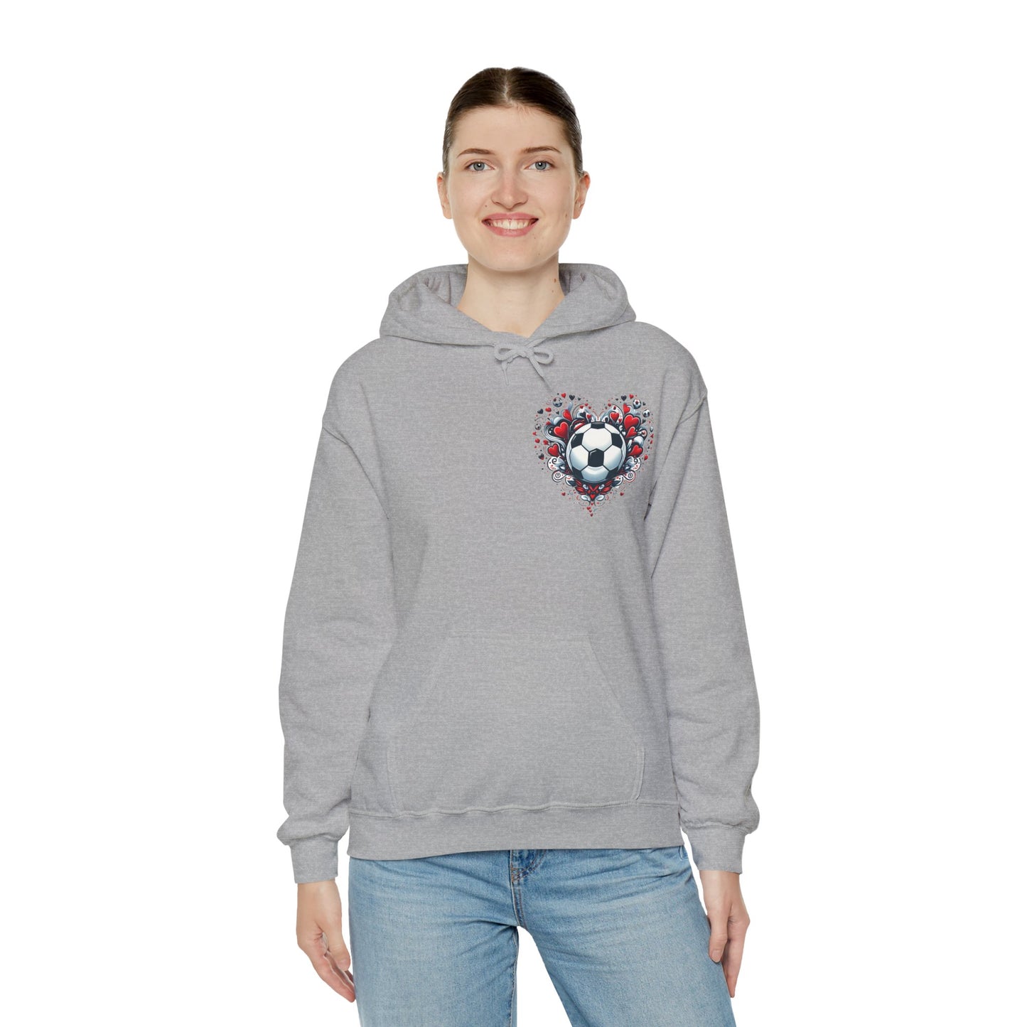Love the Game Soccer Heart Hoodie | Minimalist Left-Chest Print | Soccer Mom & Fan Gift